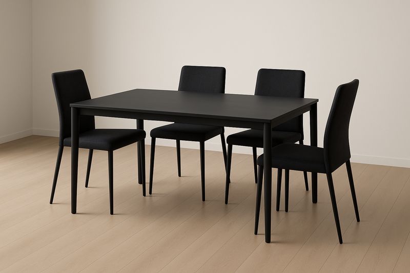 Ensemble de table et chaises en métal et polyester Noir