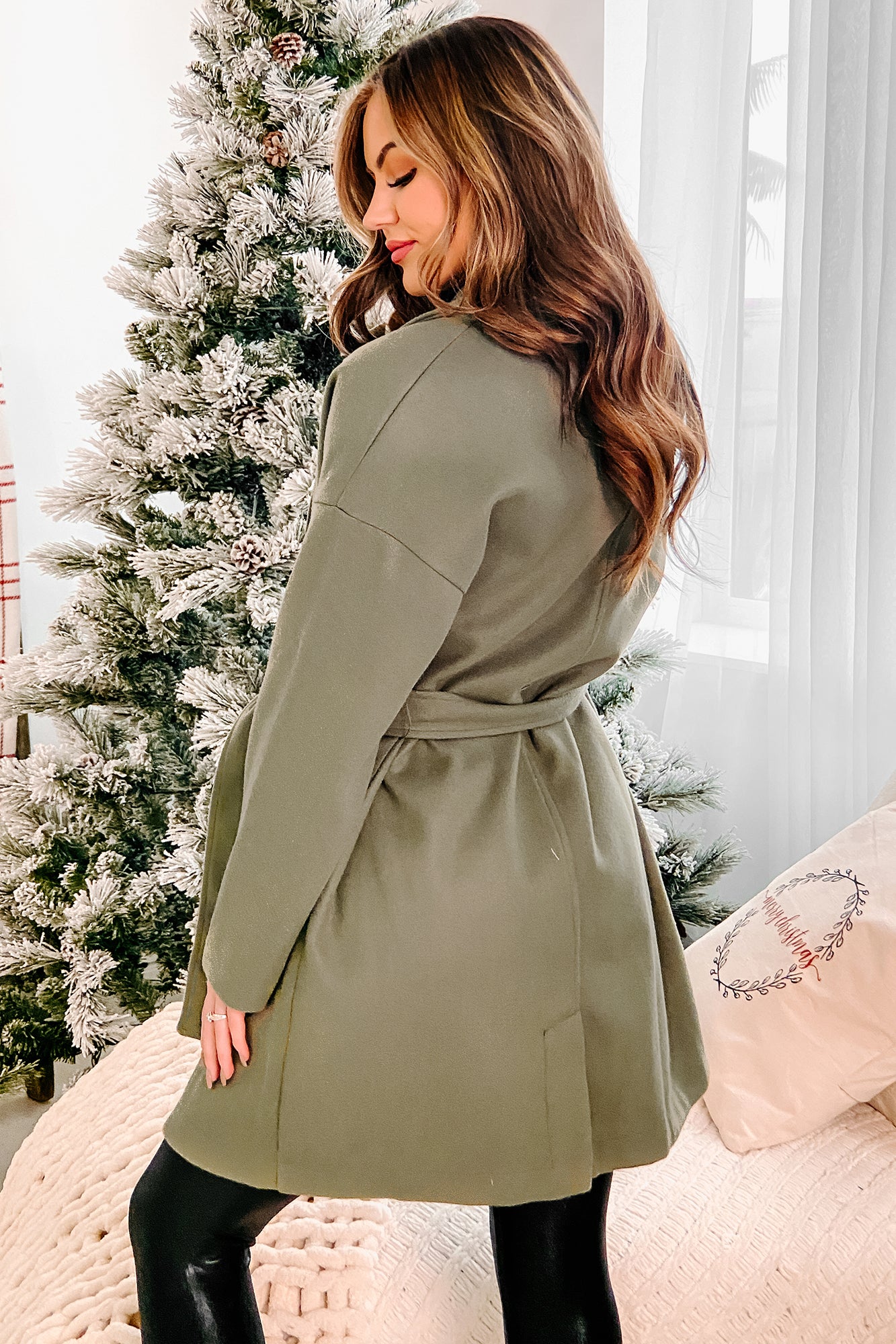 Brisk Winds Tie-Waist Coat (Pine)-The Formal Wear