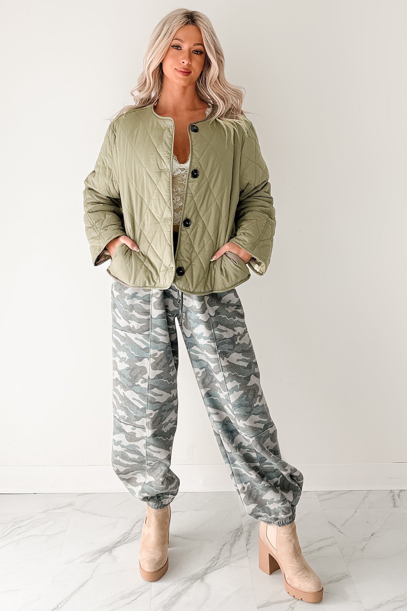 Brave Heart Drawstring Jogger Sweatpants (Camo Green)-The Formal Wear