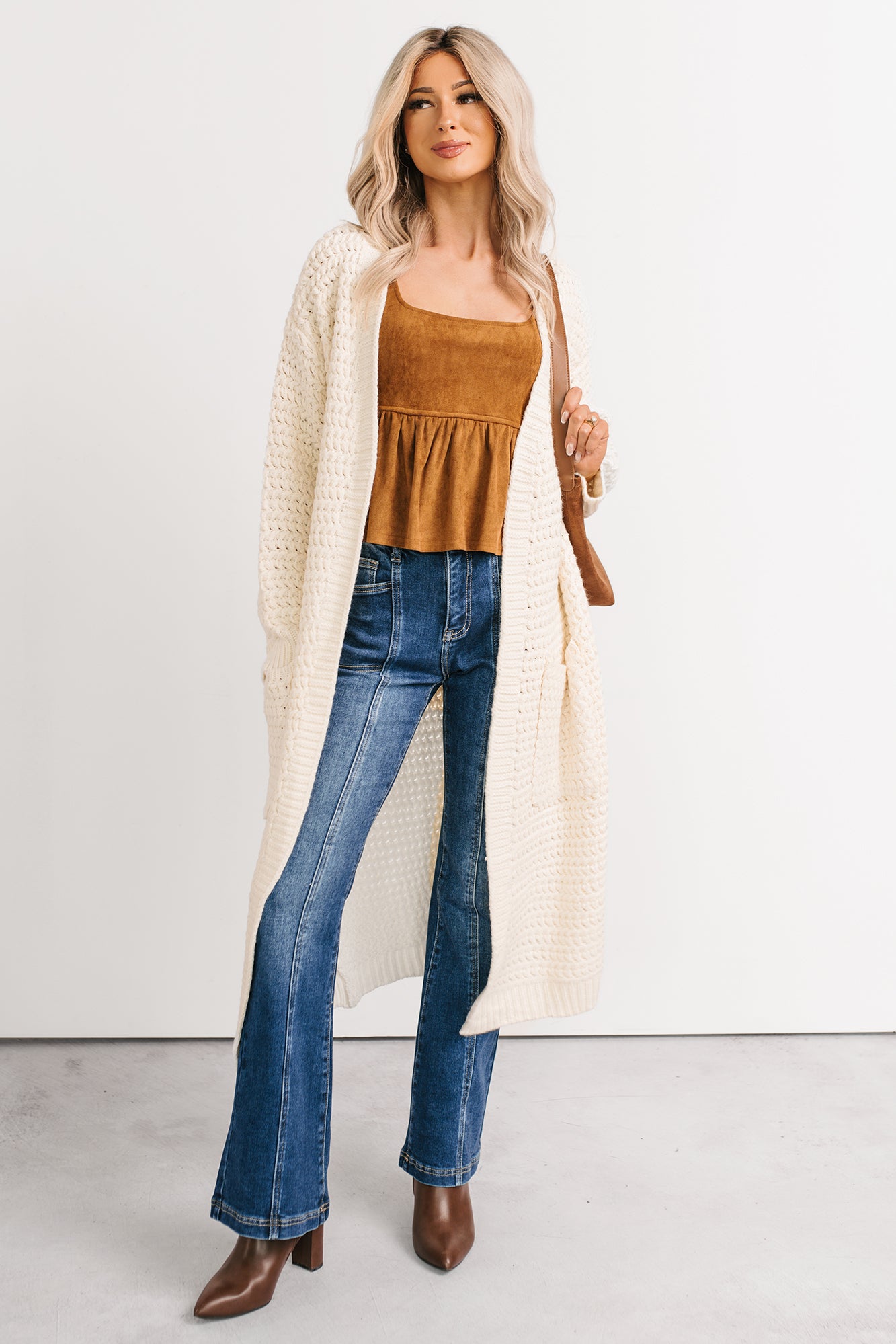 Still Dreaming Cable Knit Long Cardigan (Cream)-The Formal Wear