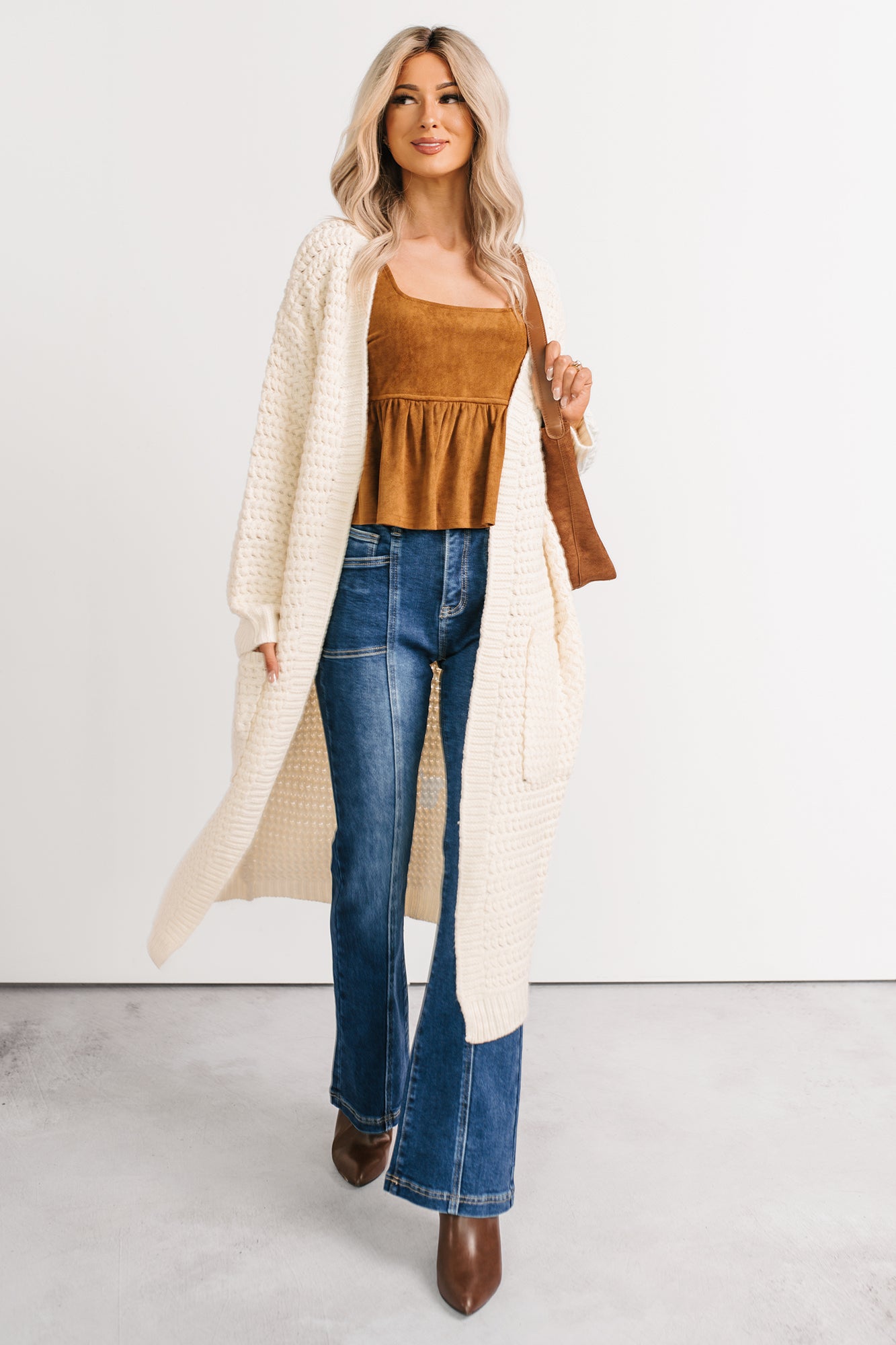 Still Dreaming Cable Knit Long Cardigan (Cream)-The Formal Wear