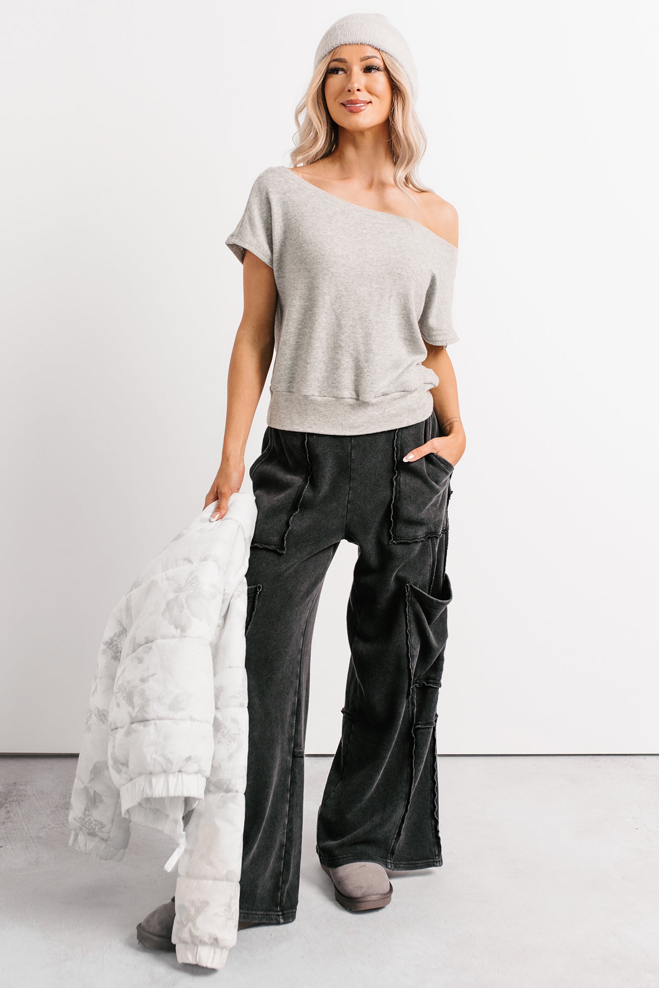 Meet Me There One Shoulder Short Sleeve Top (Heather Grey)-The Formal Wear