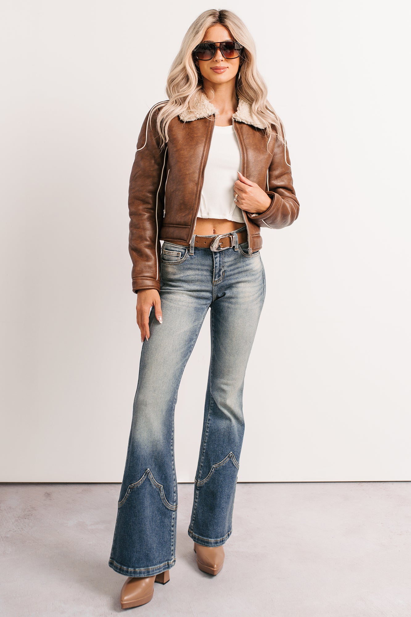 Boss Era Faux Leather Contrast Seam Jacket (Camel)-The Formal Wear