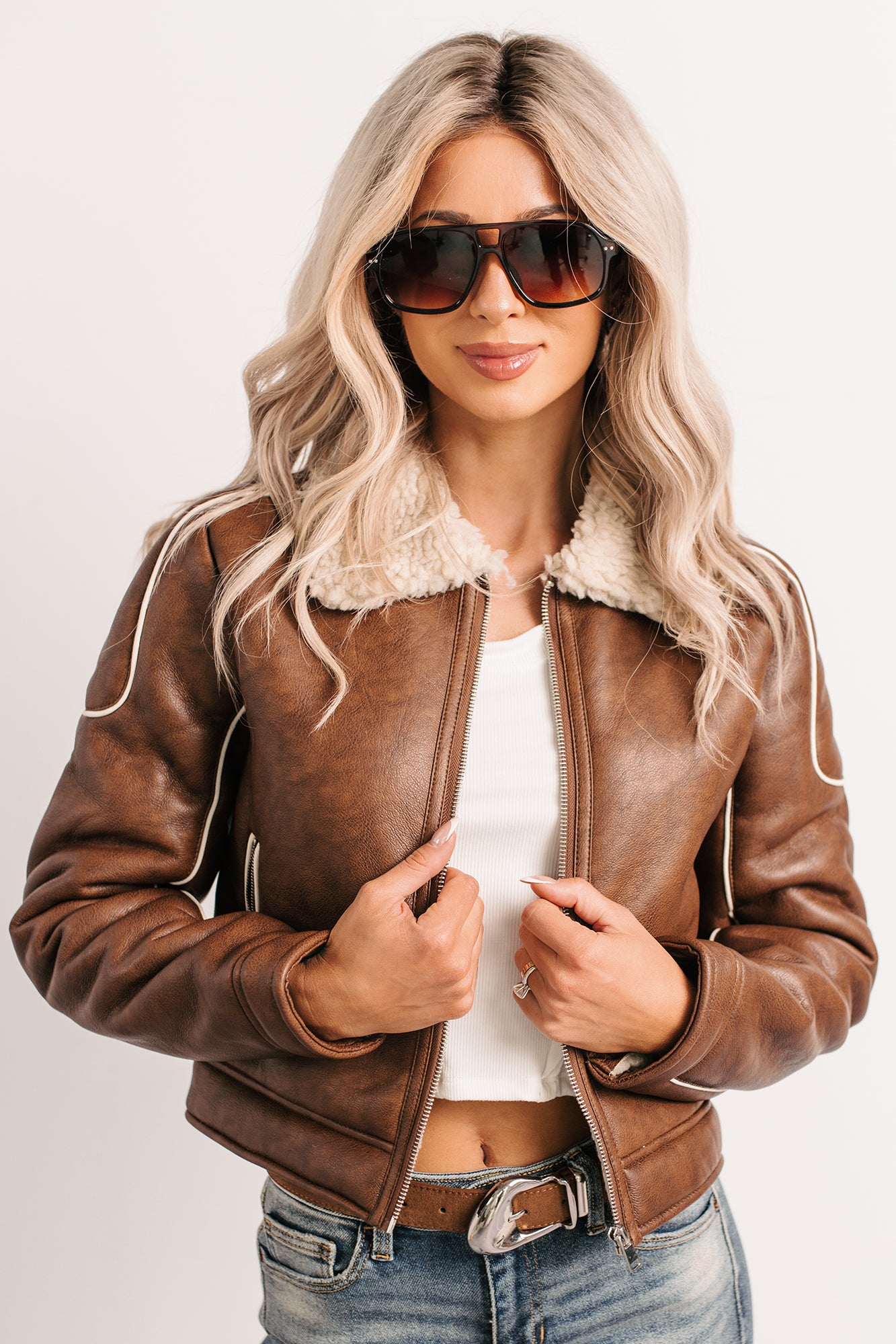 Boss Era Faux Leather Contrast Seam Jacket (Camel)-The Formal Wear