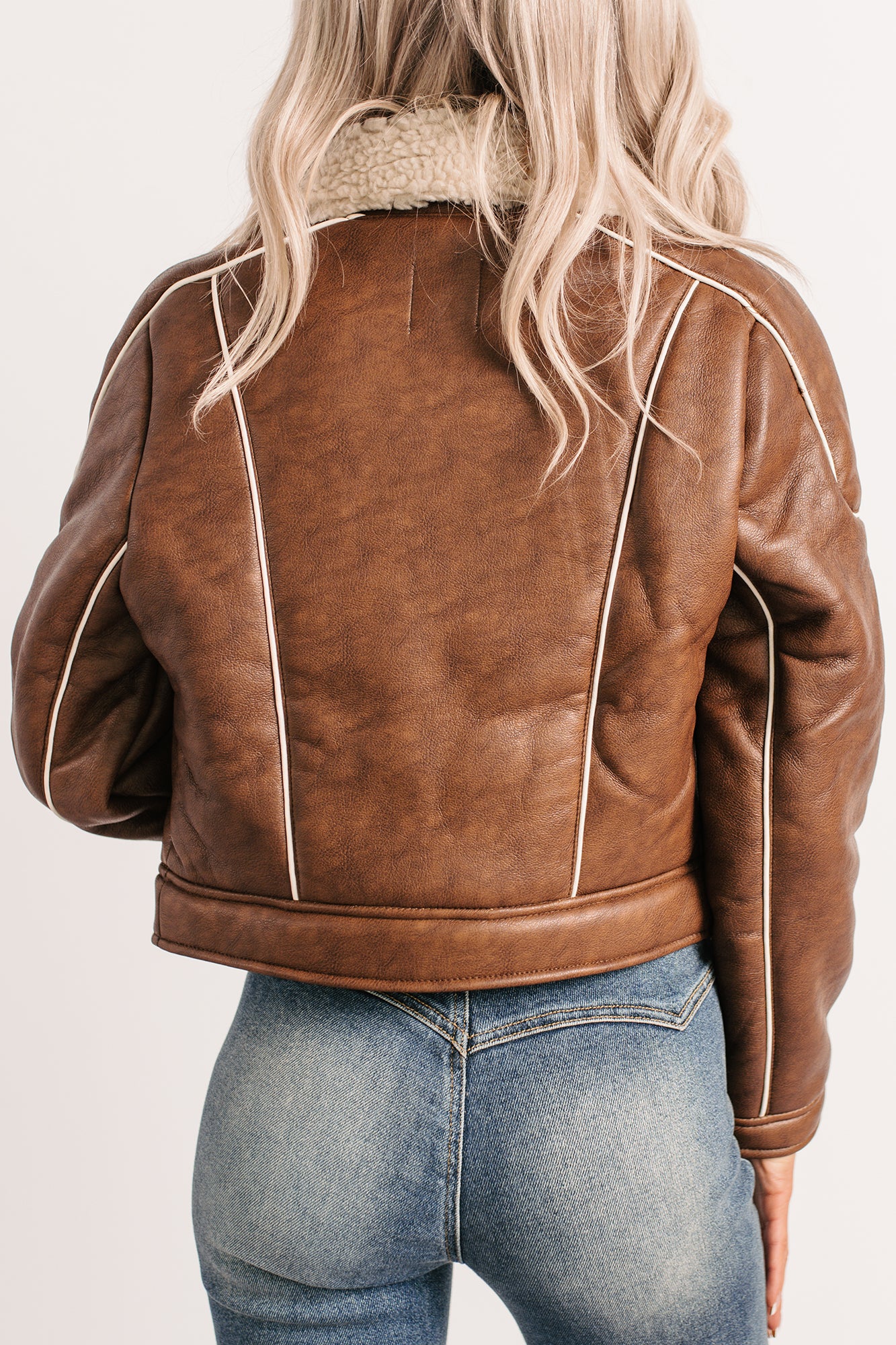 Boss Era Faux Leather Contrast Seam Jacket (Camel)-The Formal Wear