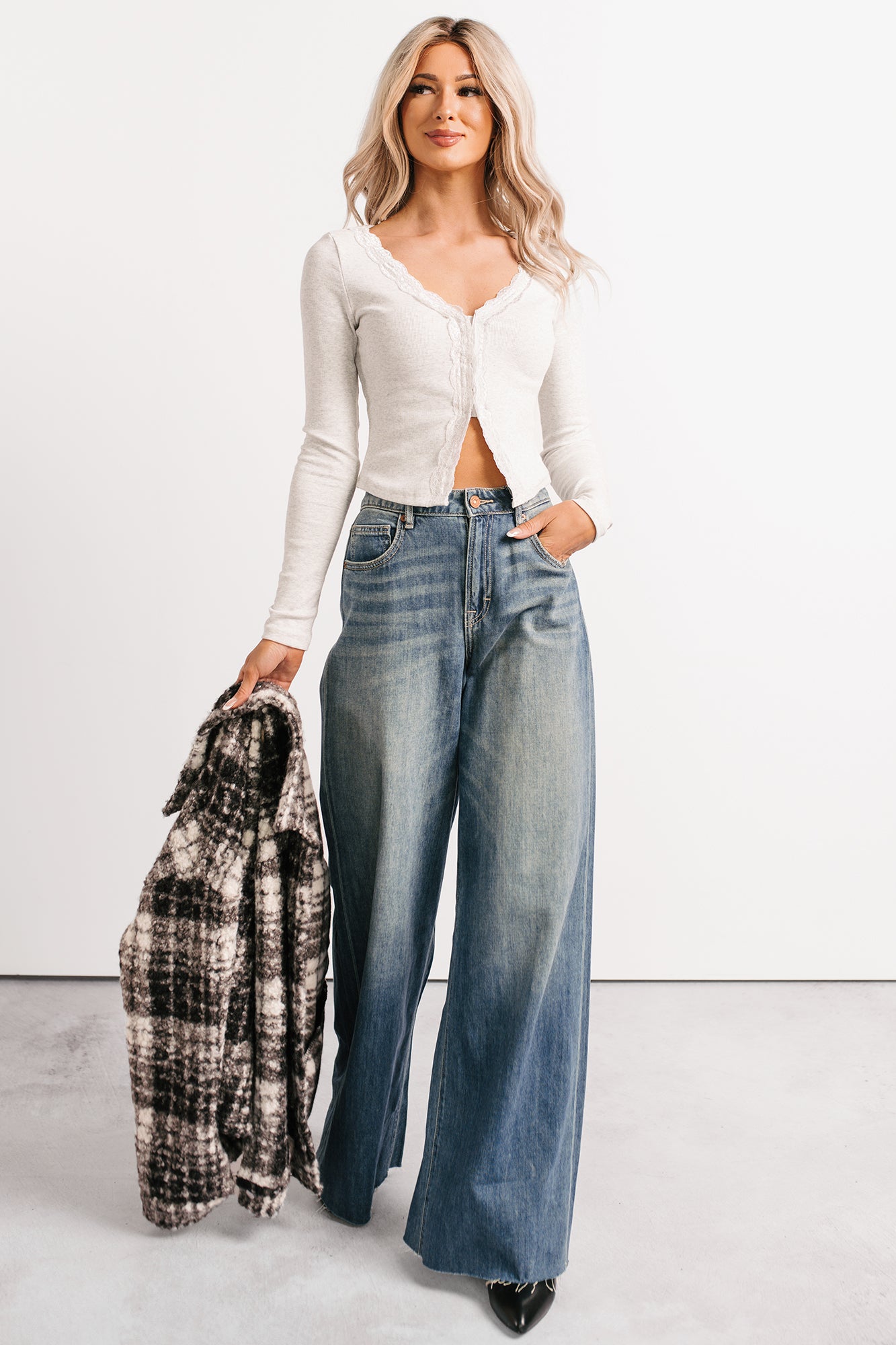 Sweet Words Lace Trim Papermoon Top (Heather Grey)-The Formal Wear