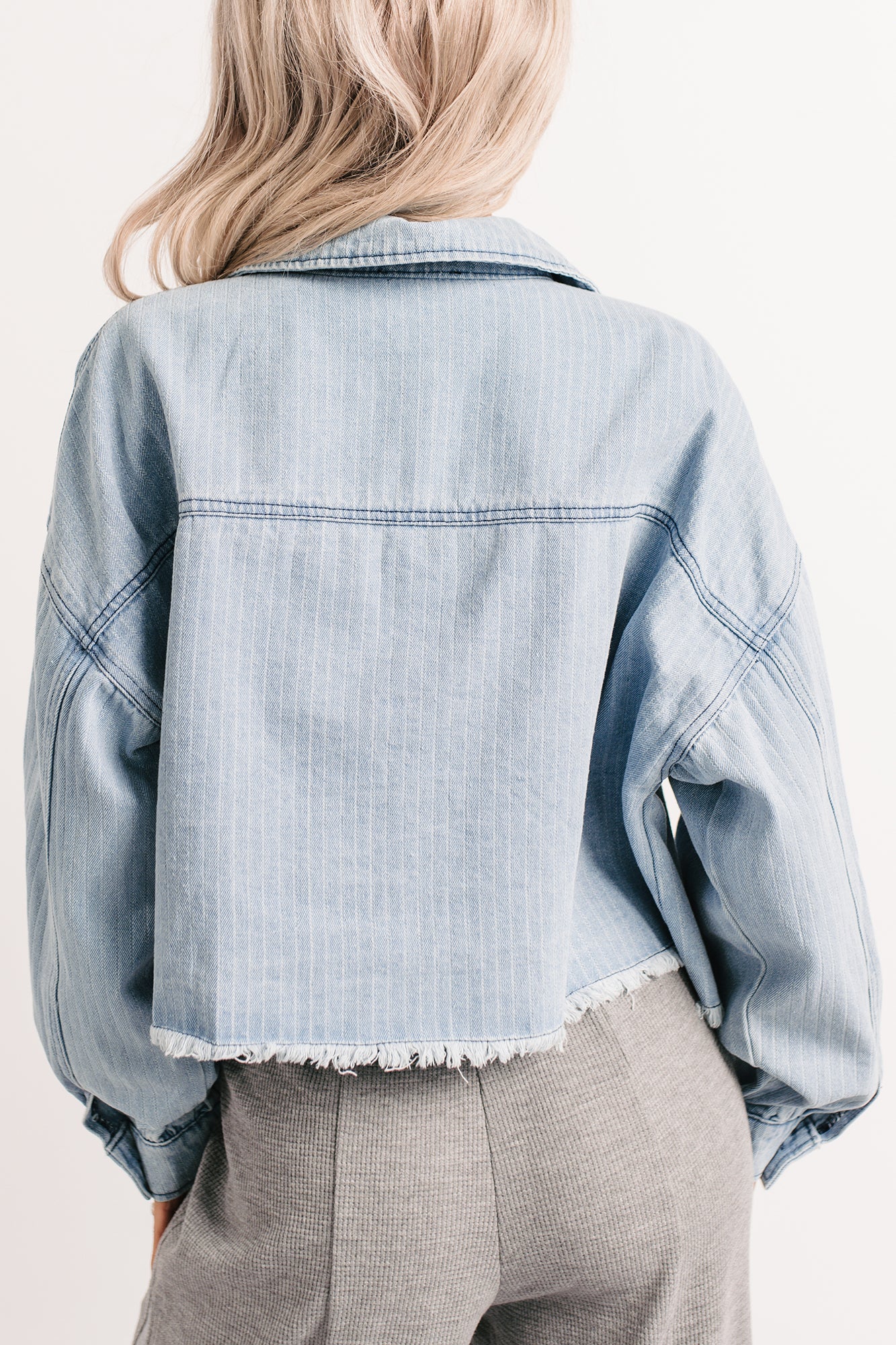 Growing Friendships Lightweight Denim Crop Jacket (Denim)-The Formal Wear