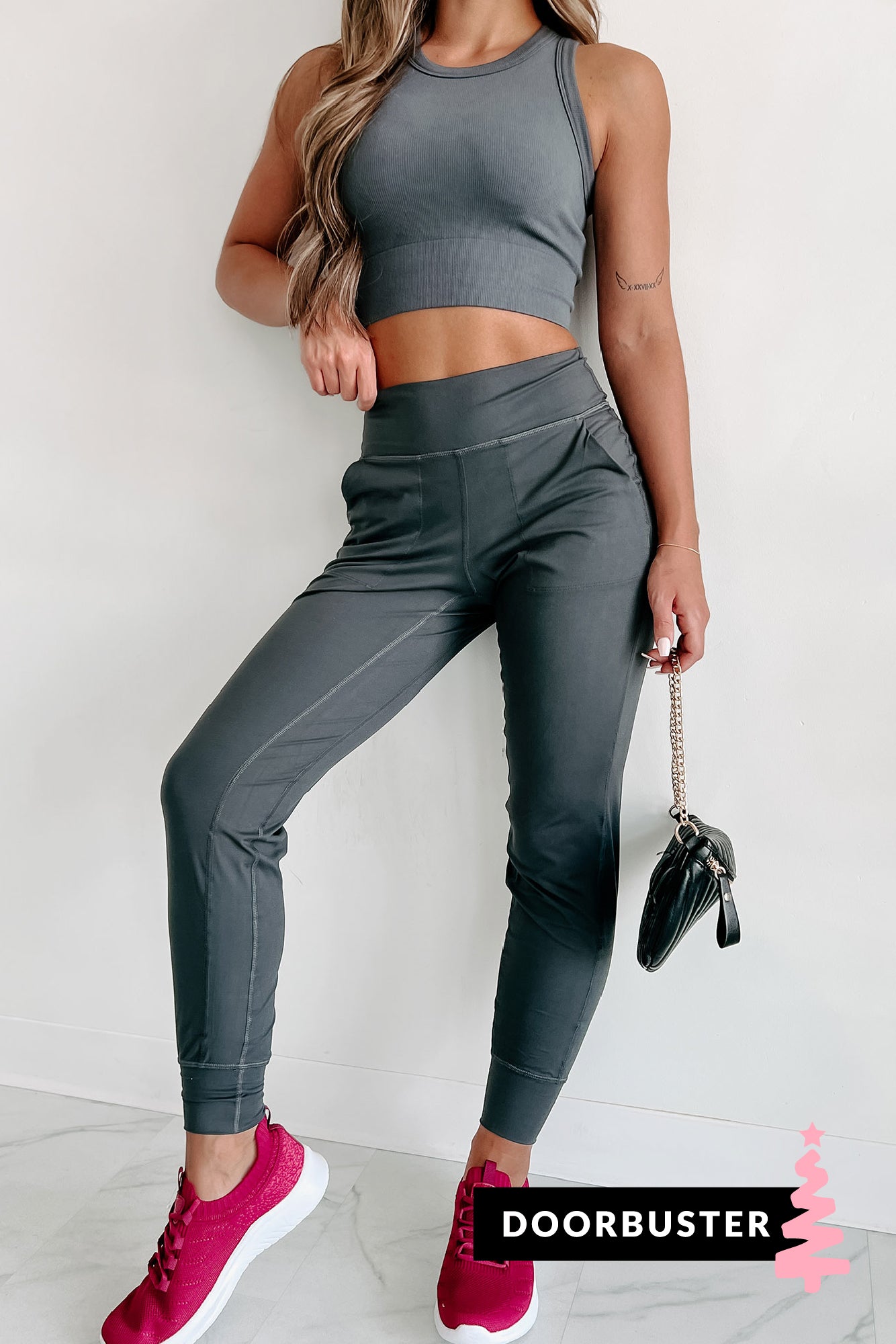 Doorbuster Late Night Trips High Waist Joggers (Charcoal)-The Formal Wear