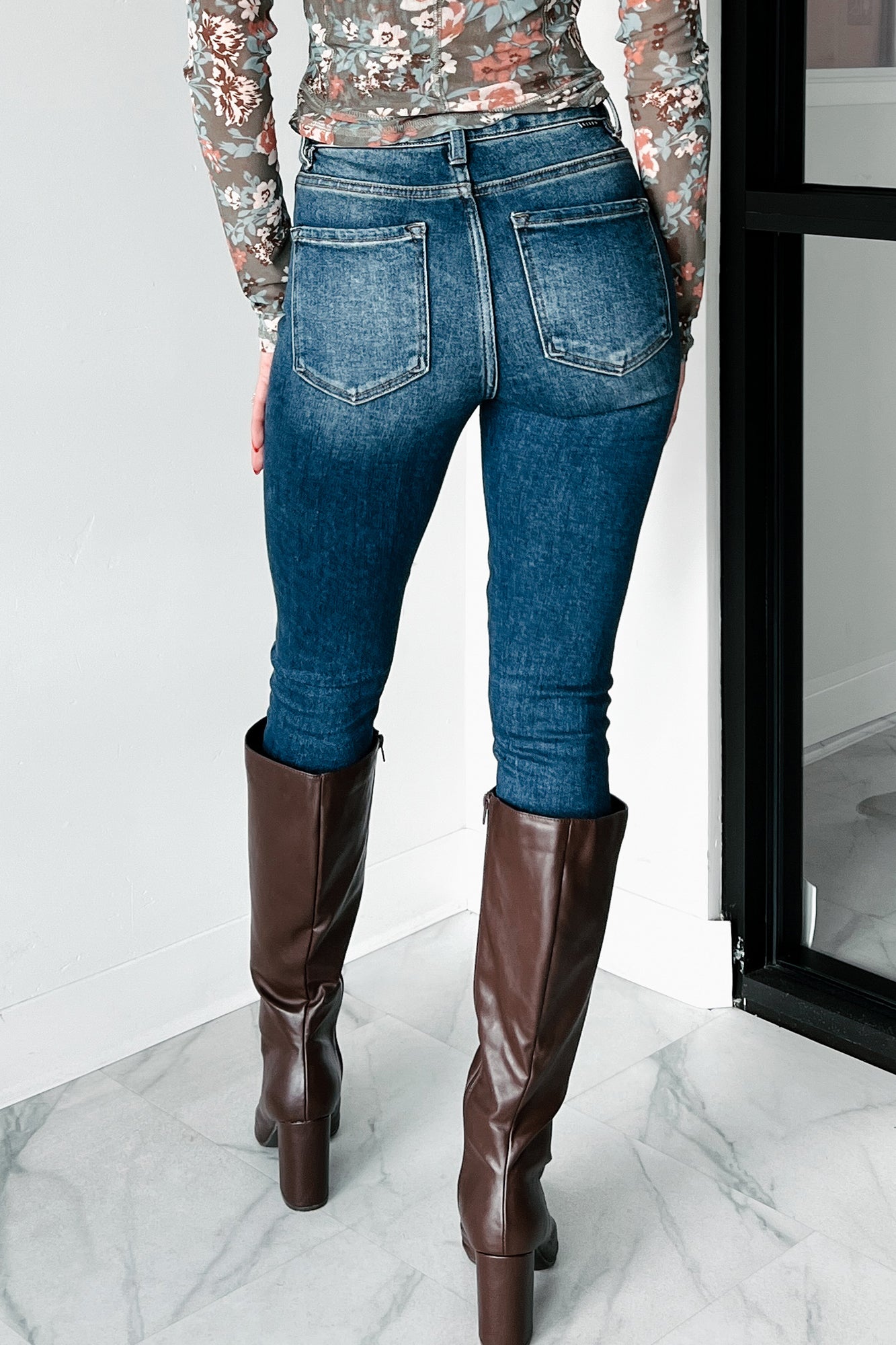 Acacia High Rise Non-Distressed Risen Skinny Jeans (Dark)-The Formal Wear