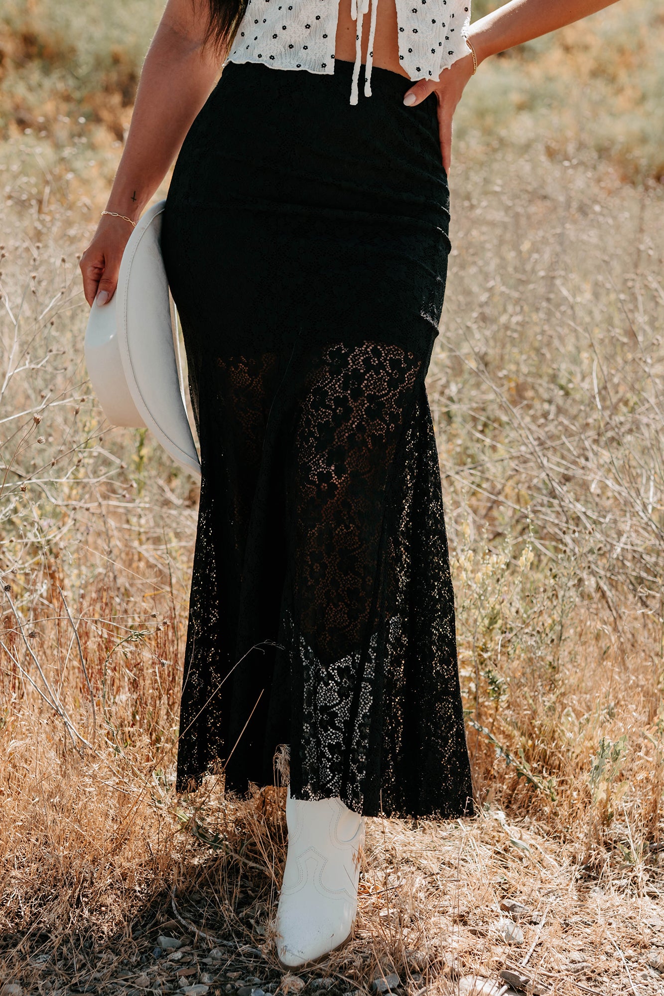 Hard Launch Love Floral Lace Maxi Skirt (Black)-The Formal Wear