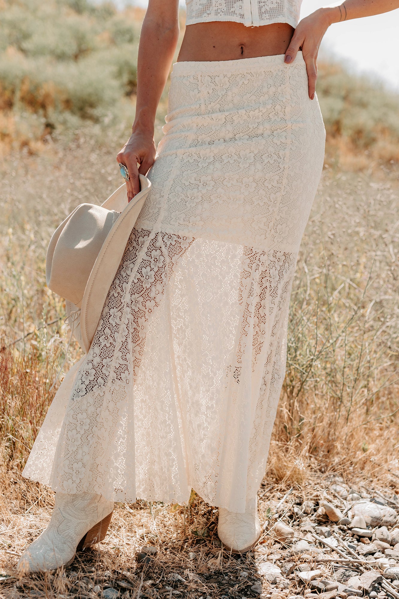 Hard Launch Love Floral Lace Maxi Skirt (Cream)-The Formal Wear