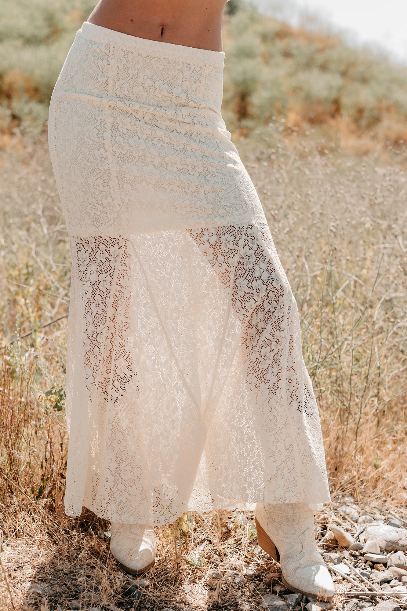 Hard Launch Love Floral Lace Maxi Skirt (Cream)-The Formal Wear