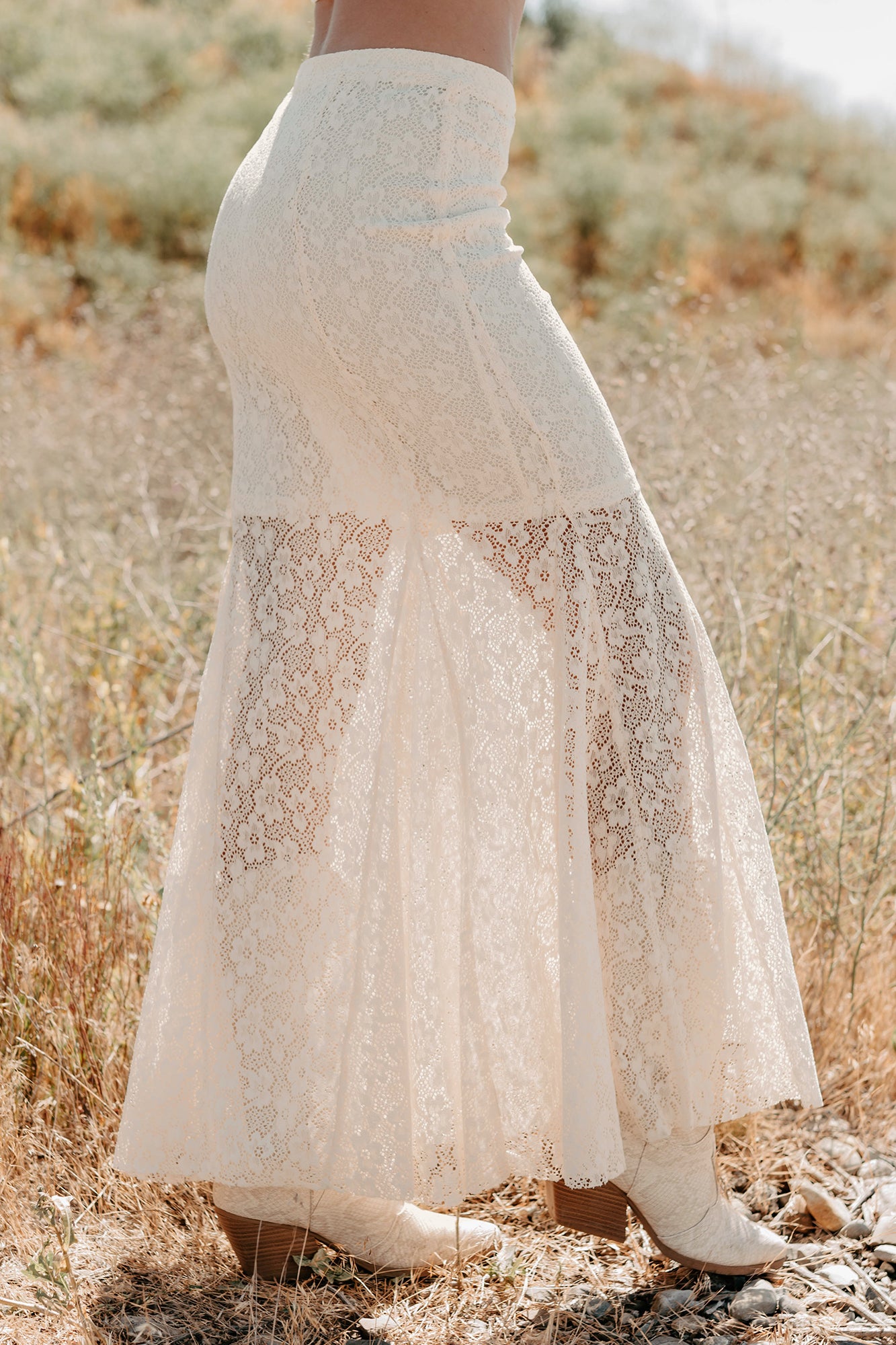 Hard Launch Love Floral Lace Maxi Skirt (Cream)-The Formal Wear