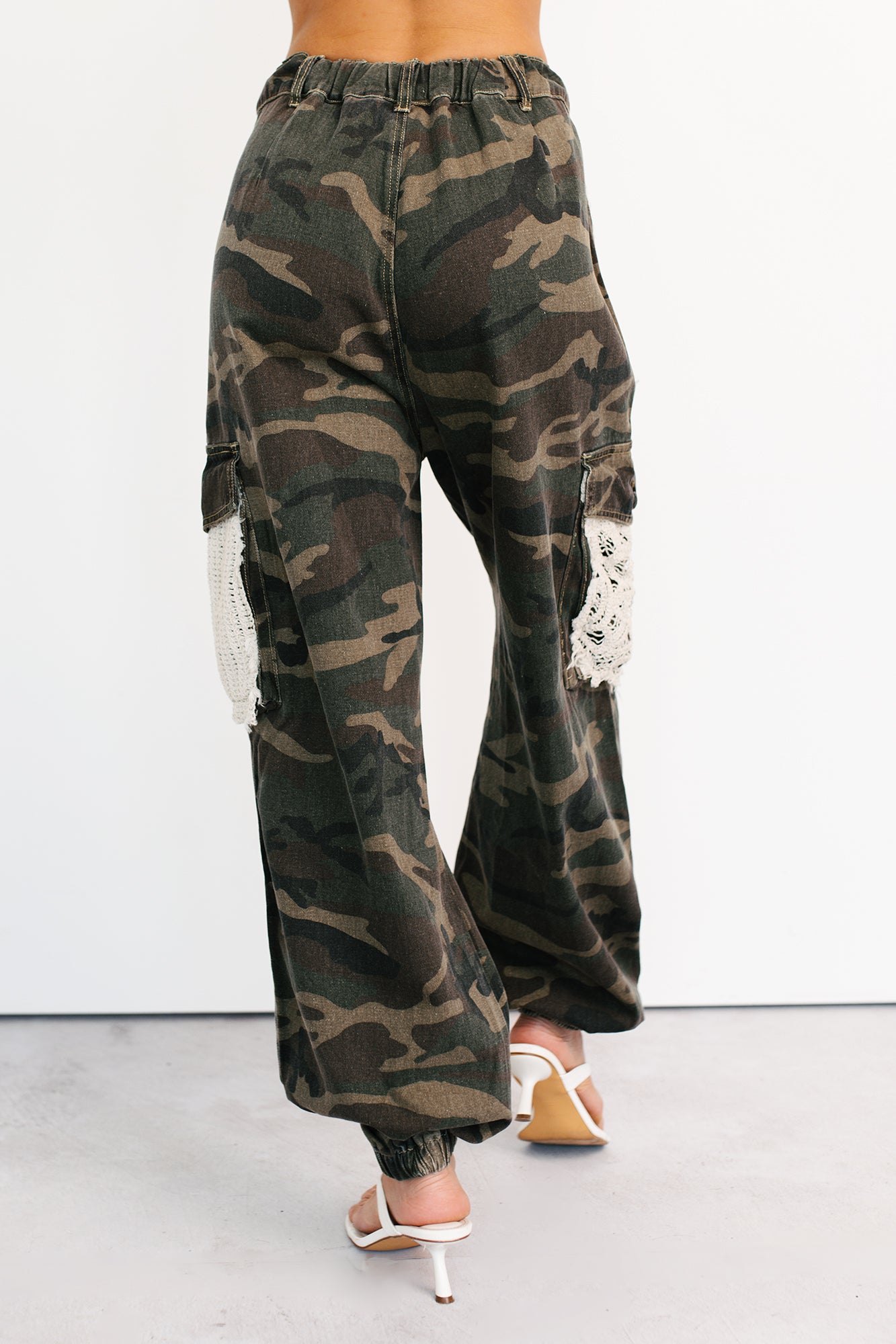 On Duty Cutie Distressed Cargo POL Joggers (Camo)-The Formal Wear