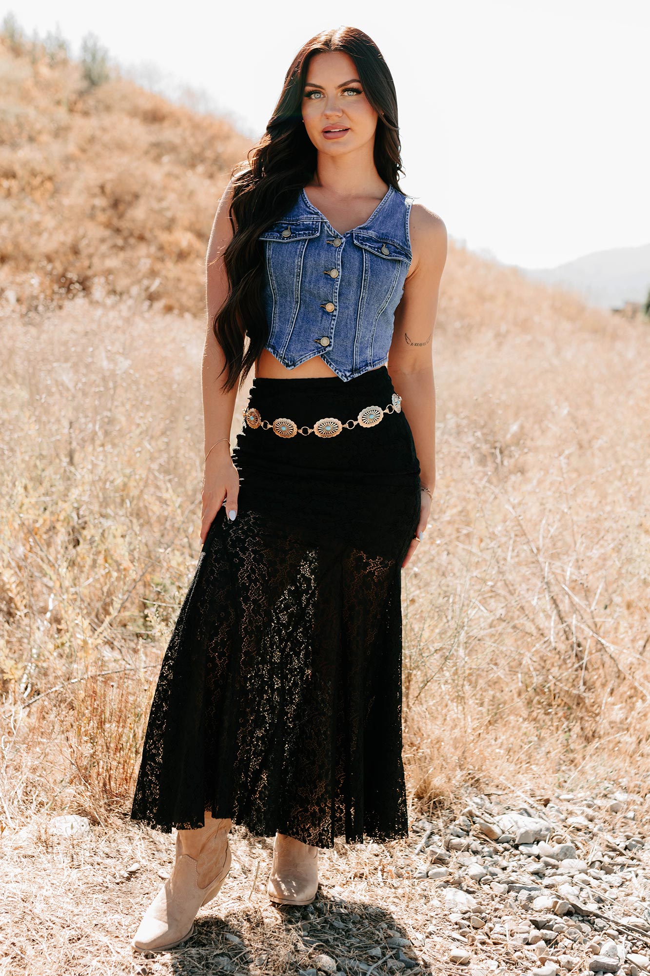 Downhome Darling Sleeveless Denim Vest (Blue Haze)-The Formal Wear