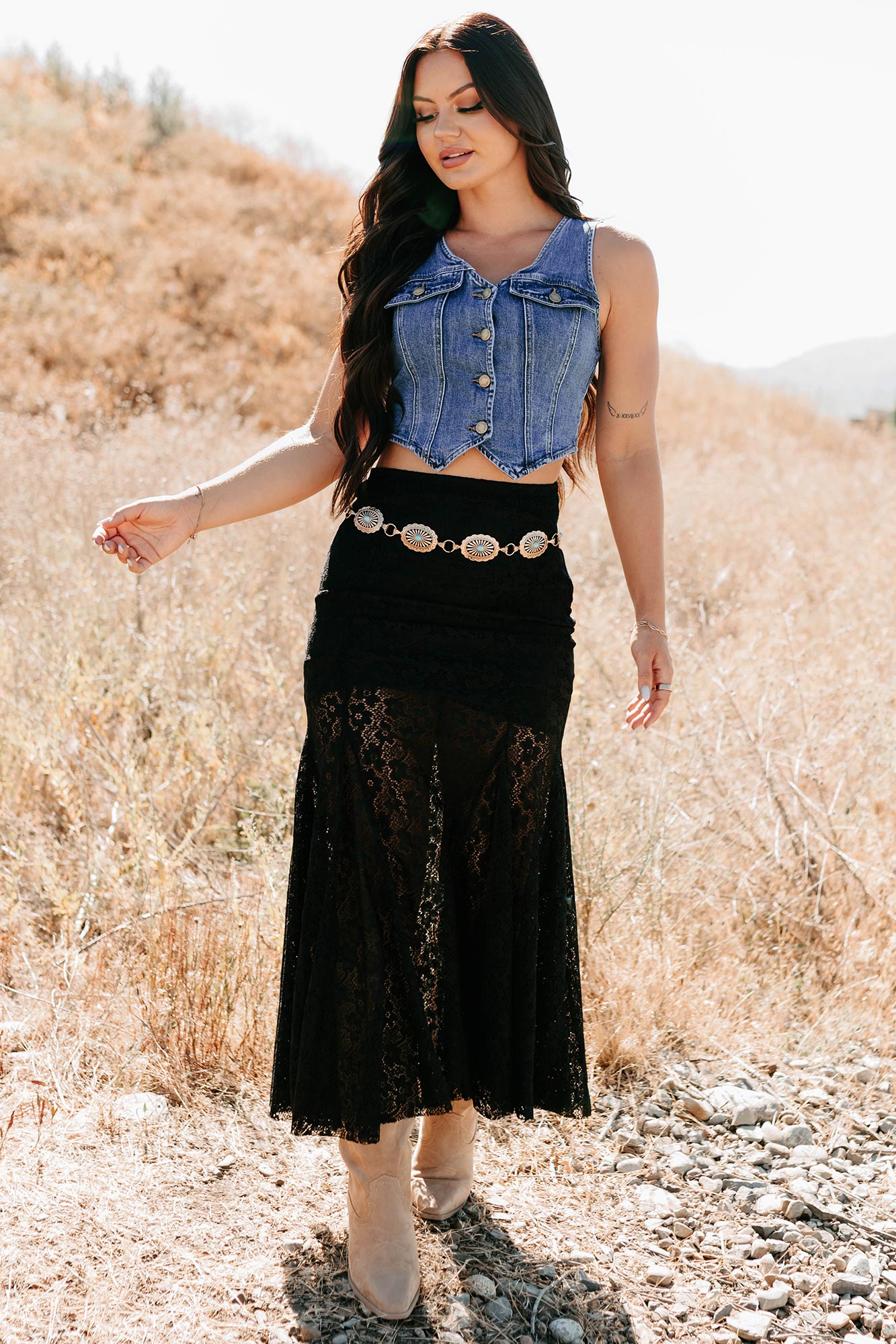 Downhome Darling Sleeveless Denim Vest (Blue Haze)-The Formal Wear