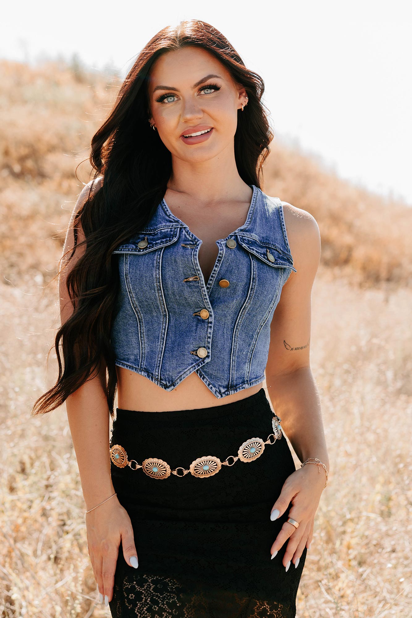 Downhome Darling Sleeveless Denim Vest (Blue Haze)-The Formal Wear