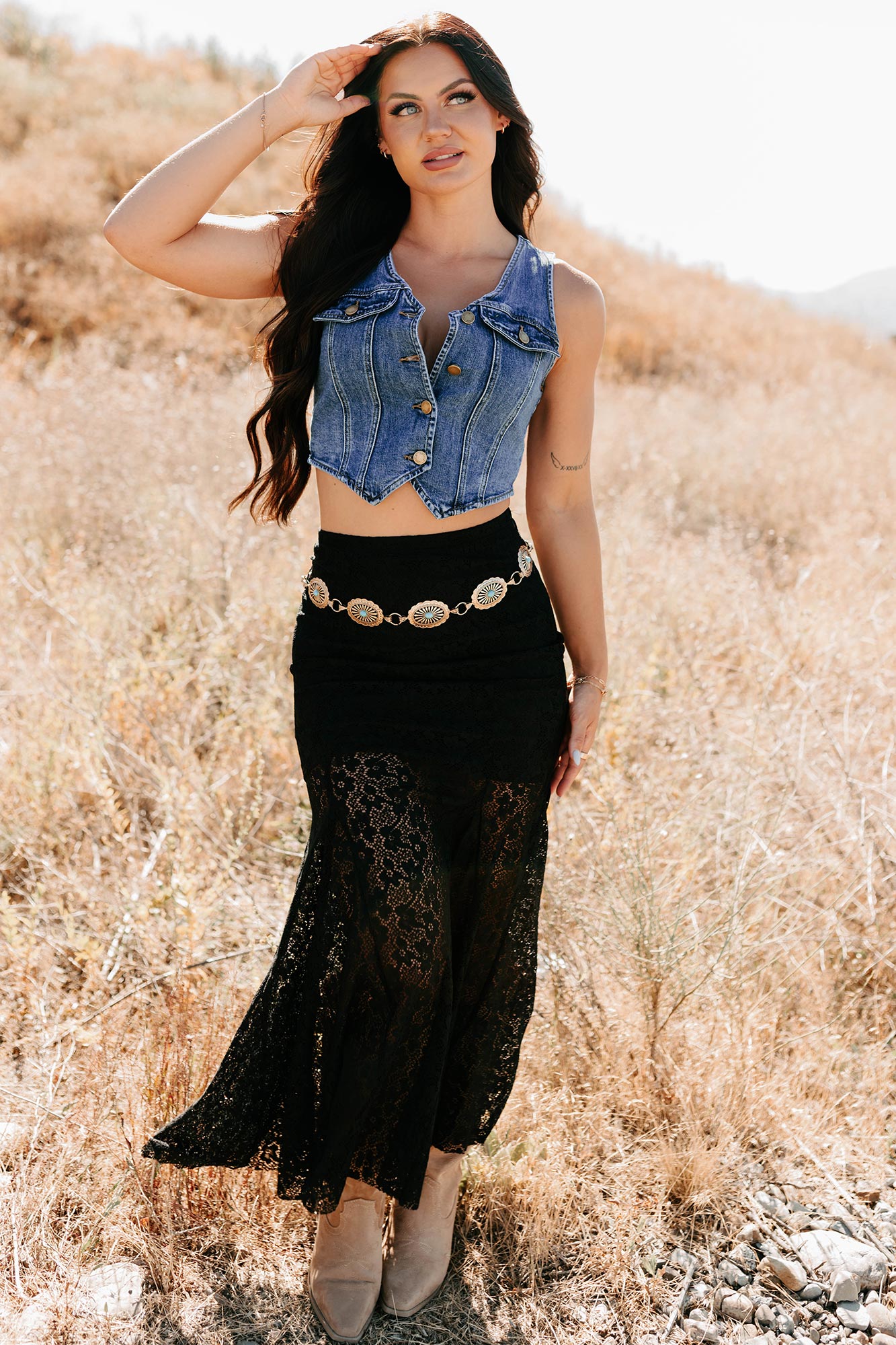 Downhome Darling Sleeveless Denim Vest (Blue Haze)-The Formal Wear