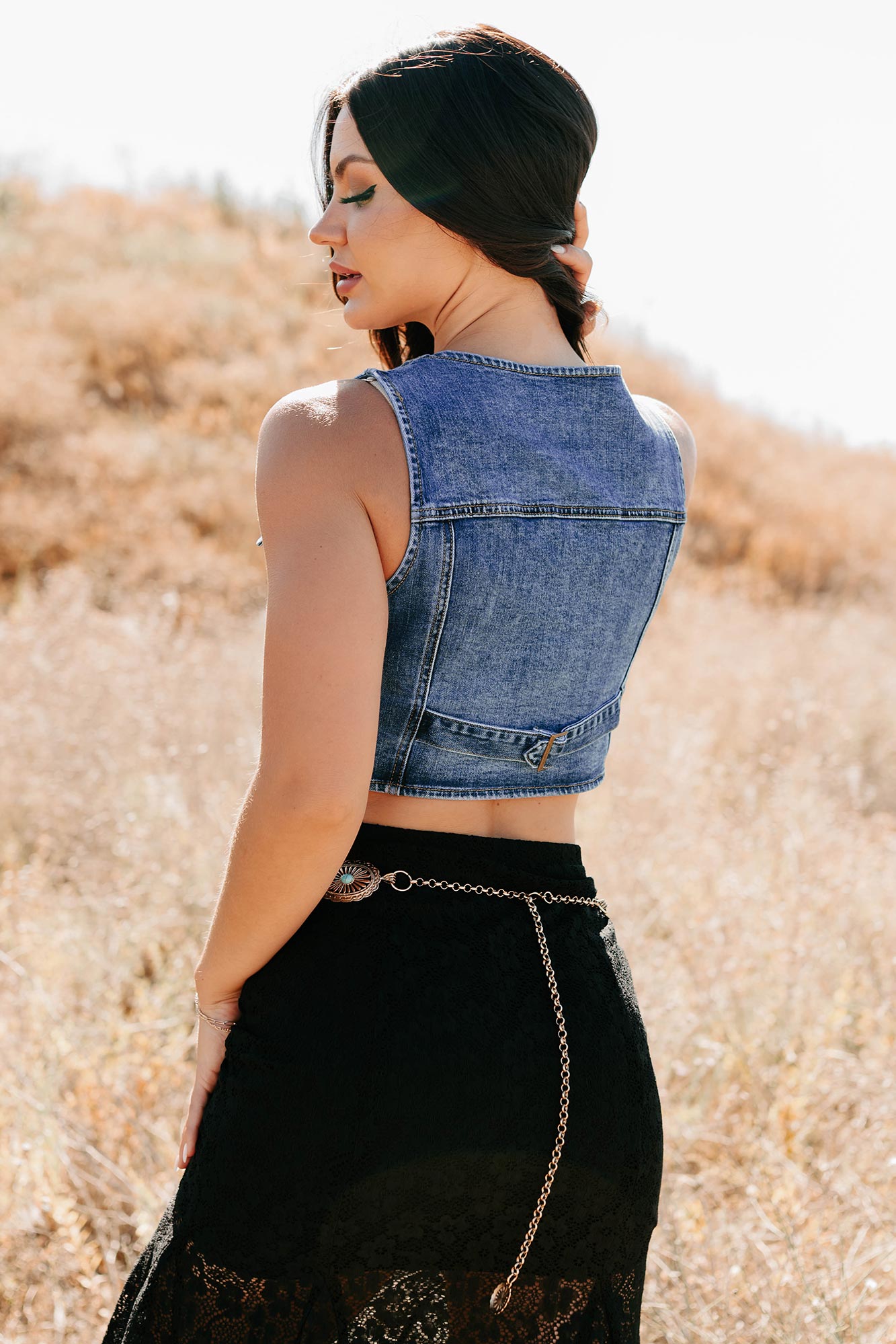 Downhome Darling Sleeveless Denim Vest (Blue Haze)-The Formal Wear