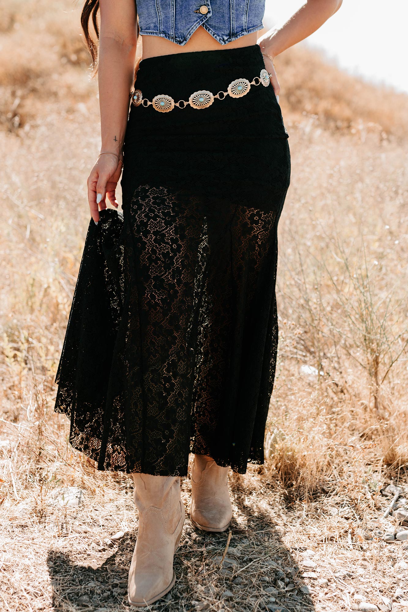 Hard Launch Love Floral Lace Maxi Skirt (Black)-The Formal Wear