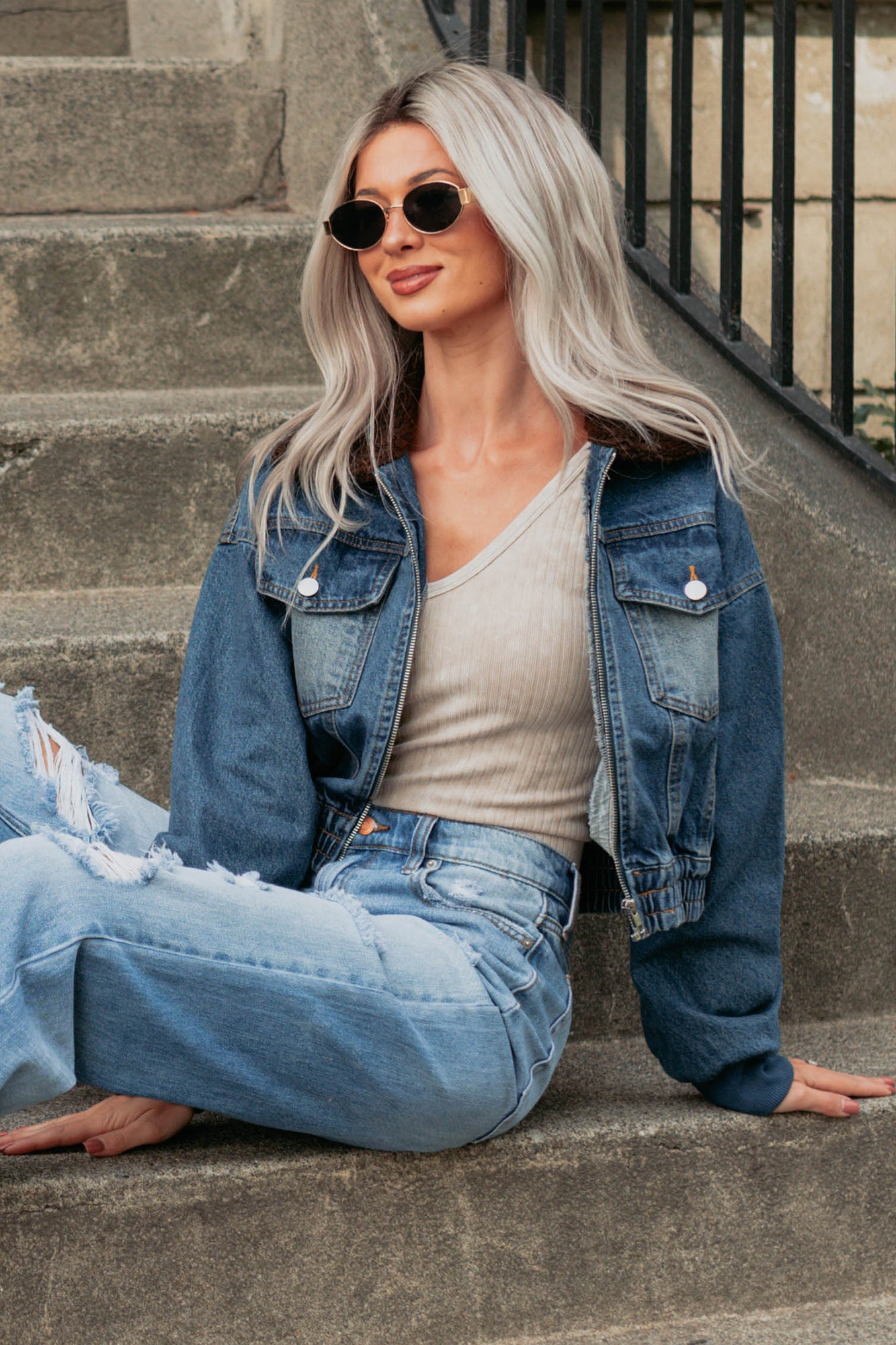 Breaking The Quiet Sherpa Collared Jacket (Denim)-The Formal Wear