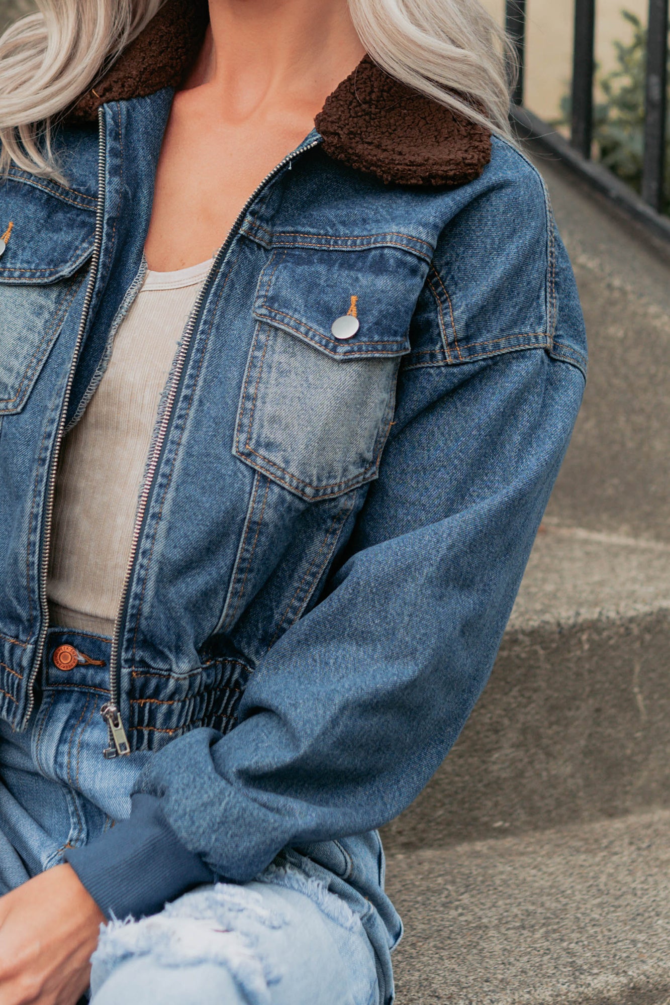 Breaking The Quiet Sherpa Collared Jacket (Denim)-The Formal Wear