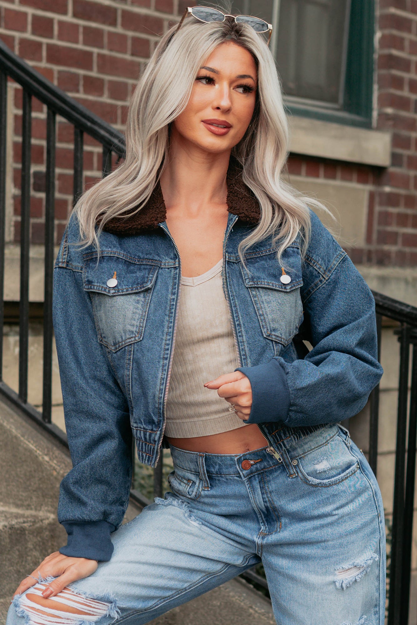 Breaking The Quiet Sherpa Collared Jacket (Denim)-The Formal Wear