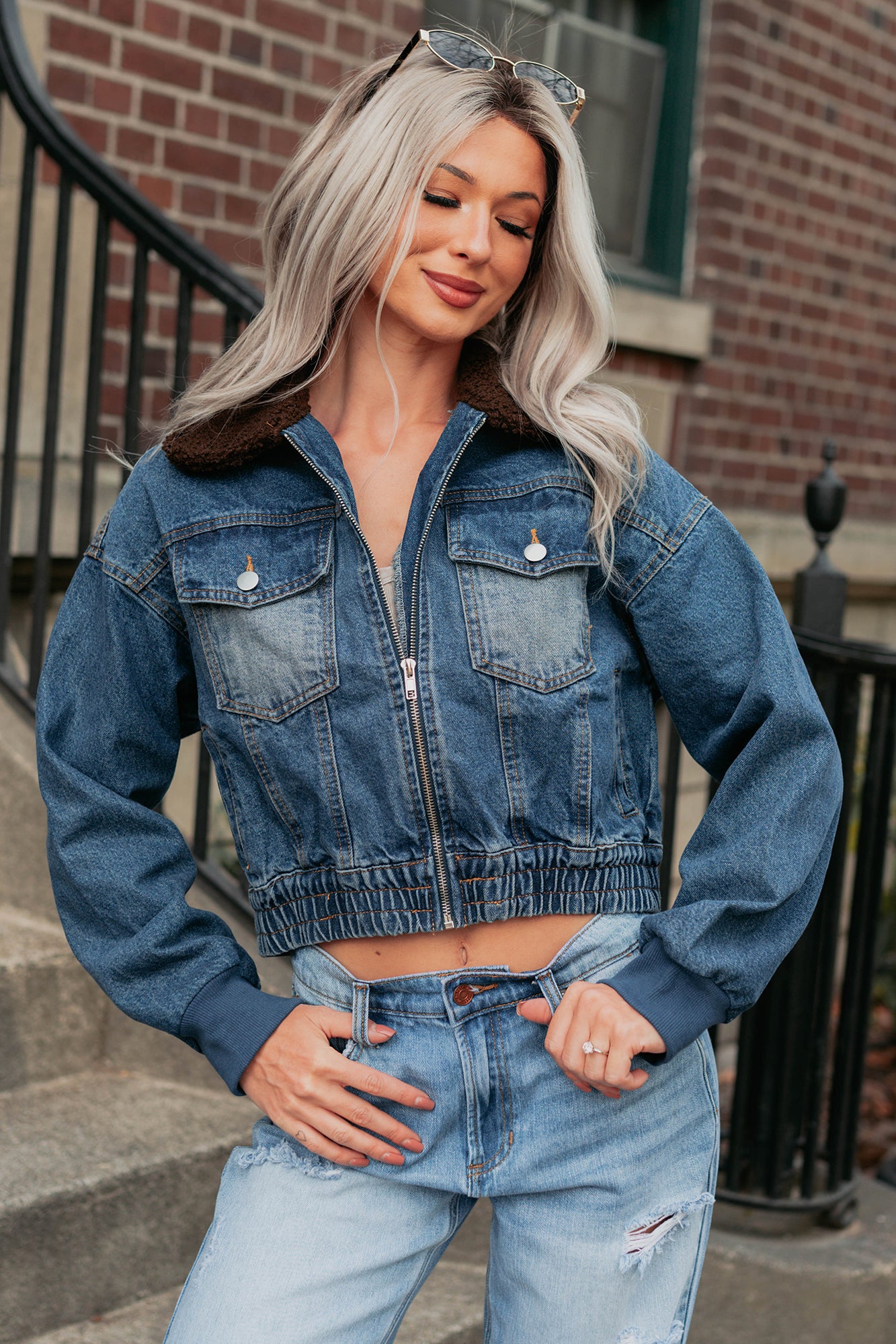 Breaking The Quiet Sherpa Collared Jacket (Denim)-The Formal Wear