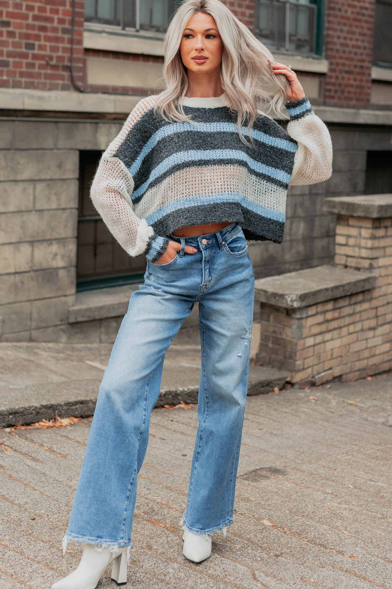 Zari High Rise Straight Leg Mica Denim Jeans (Medium)-The Formal Wear