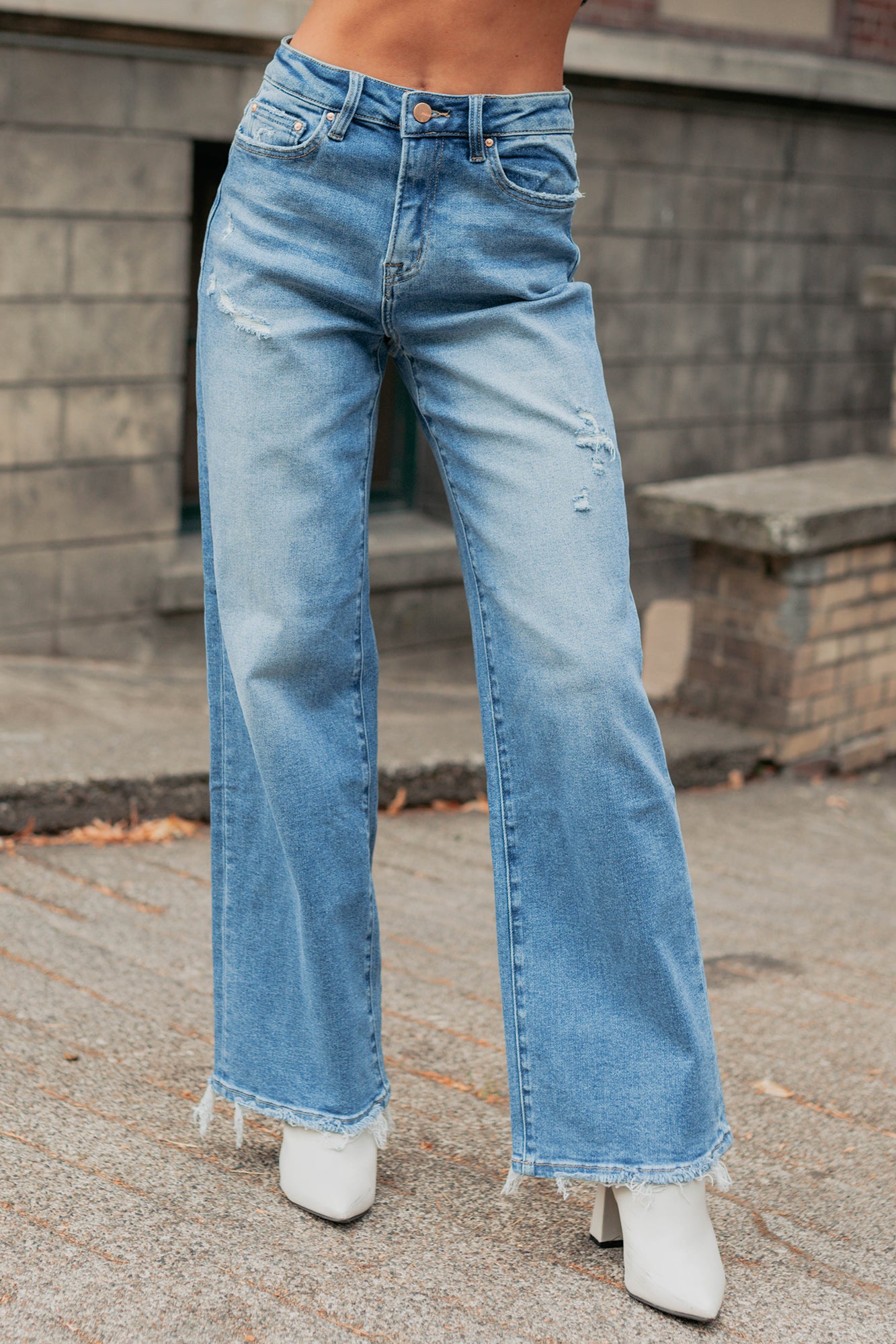 Zari High Rise Straight Leg Mica Denim Jeans (Medium)-The Formal Wear