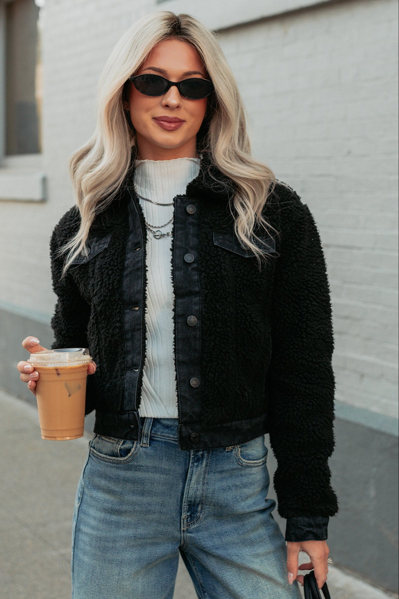 No Worries Here Sherpa Crop Kancan Jacket (Black)-The Formal Wear