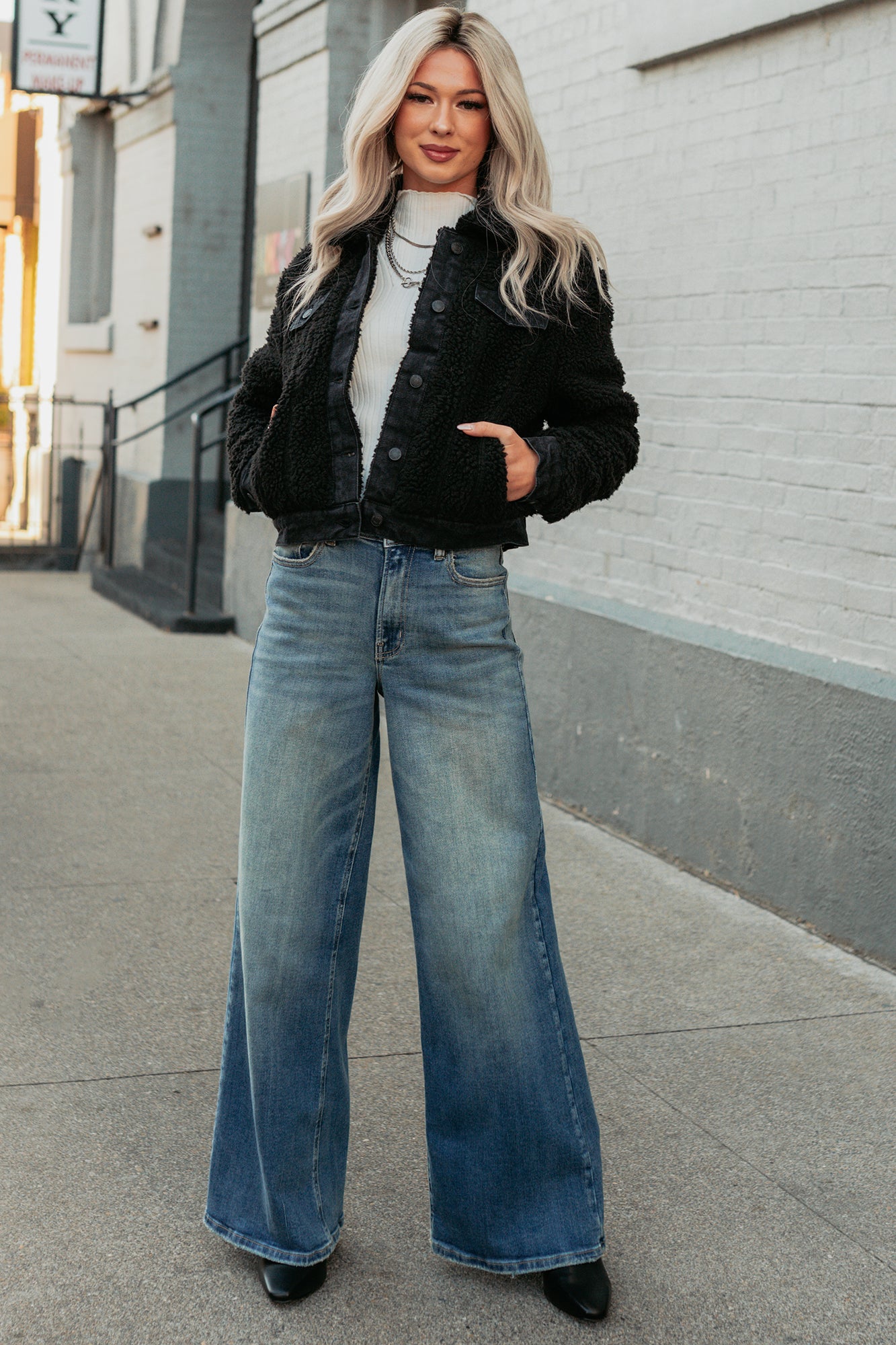 No Worries Here Sherpa Crop Kancan Jacket (Black)-The Formal Wear