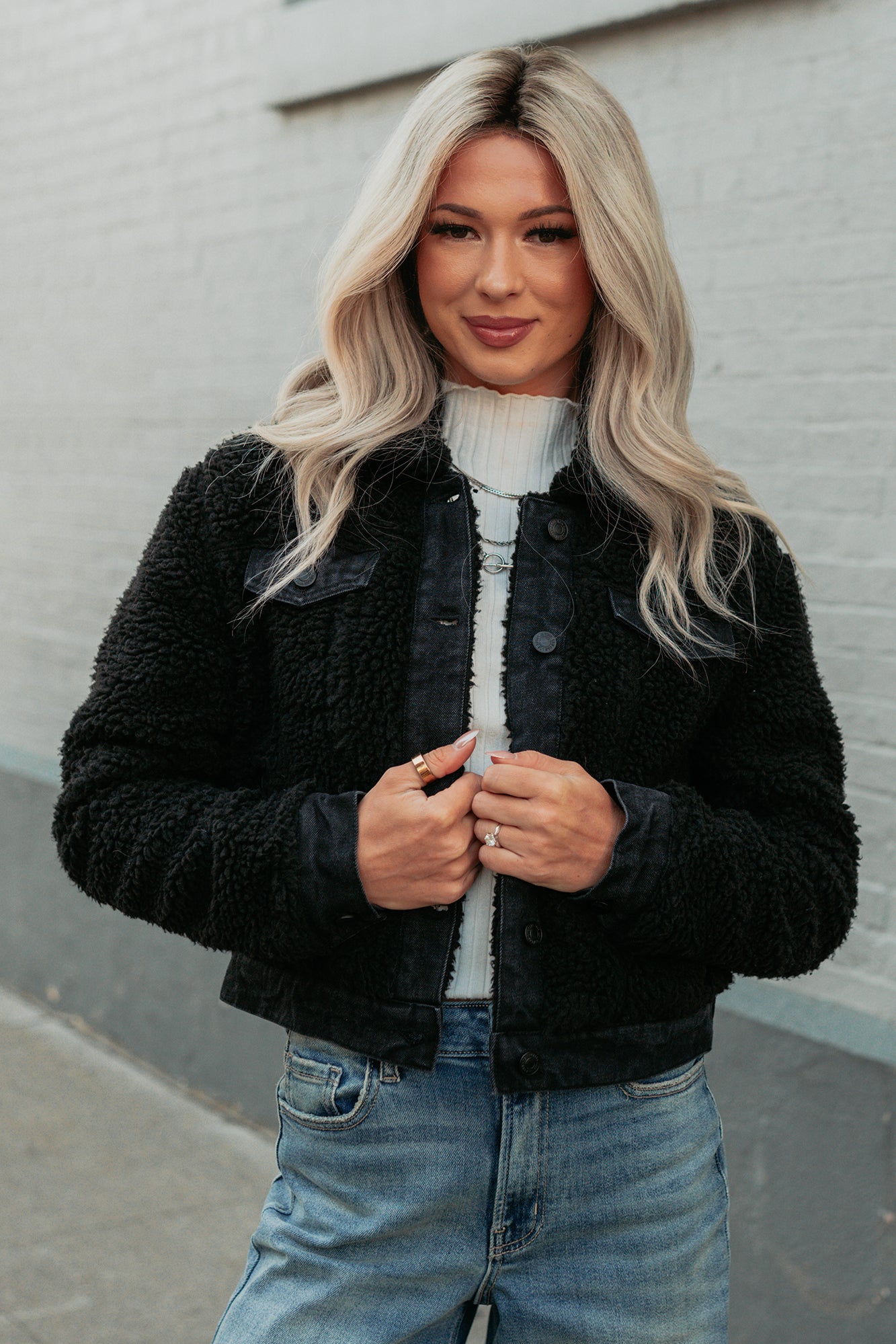 No Worries Here Sherpa Crop Kancan Jacket (Black)-The Formal Wear