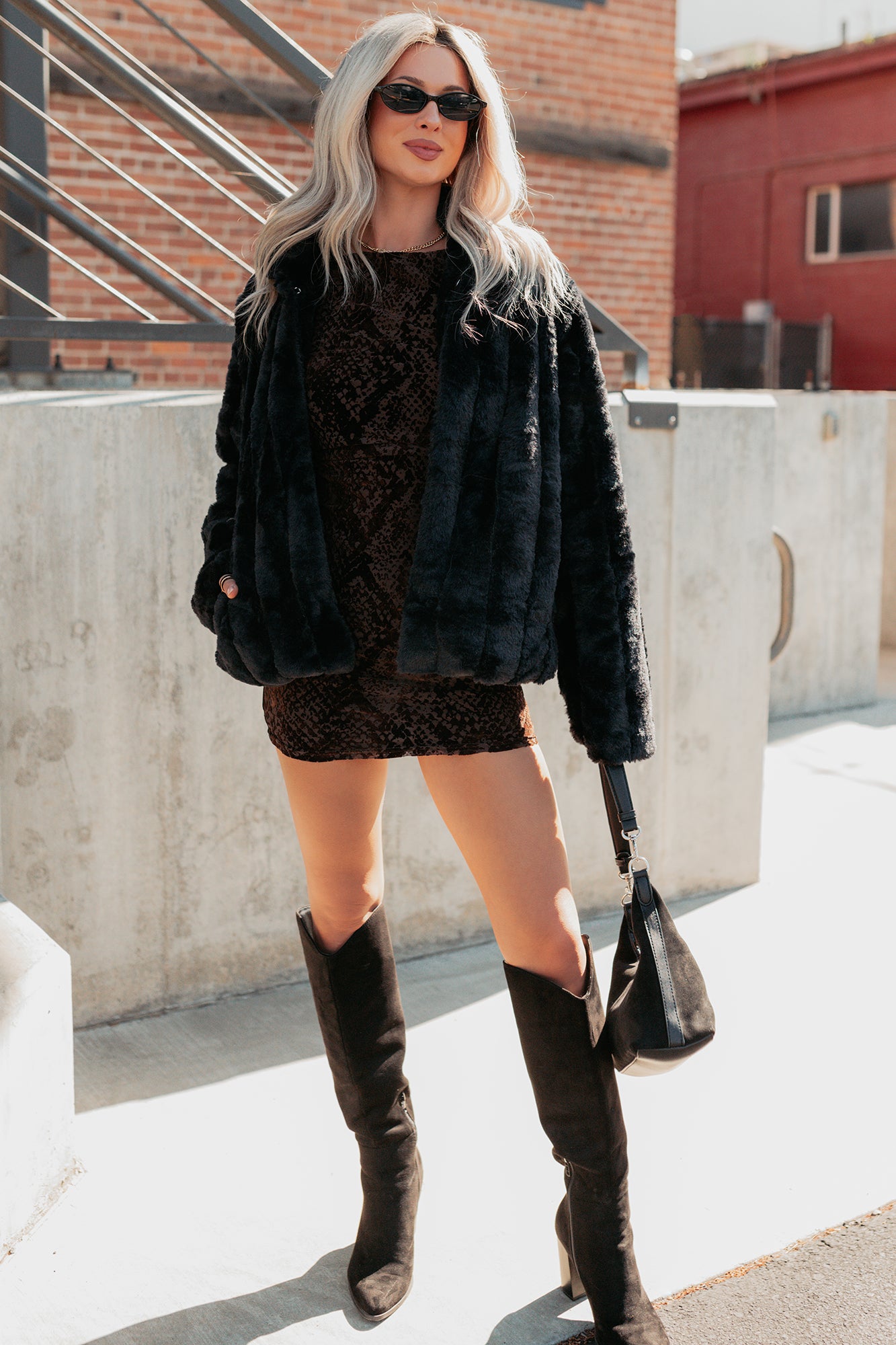 Snuggle Bug Faux Fur Jacket (Black)-The Formal Wear