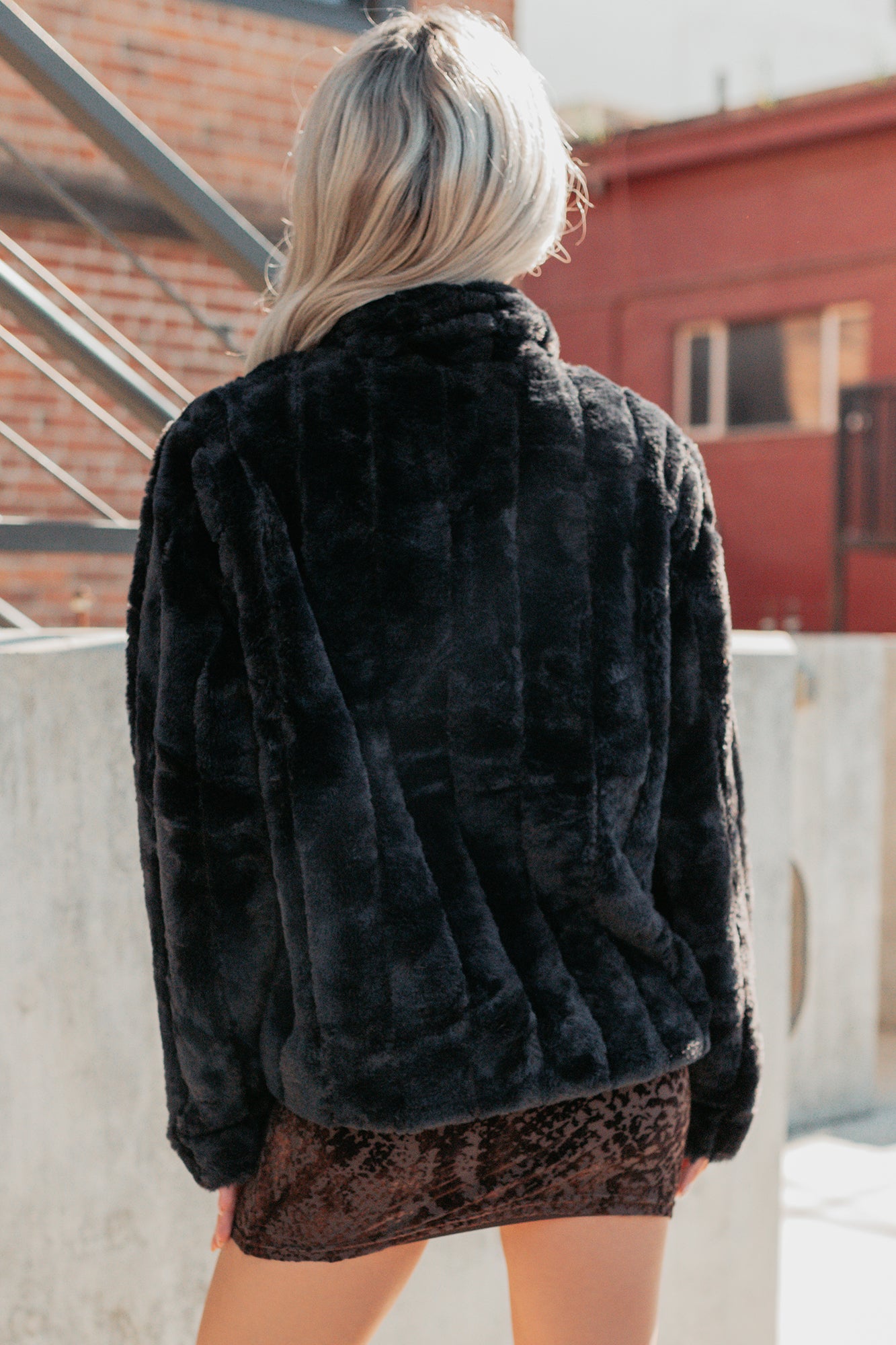 Snuggle Bug Faux Fur Jacket (Black)-The Formal Wear