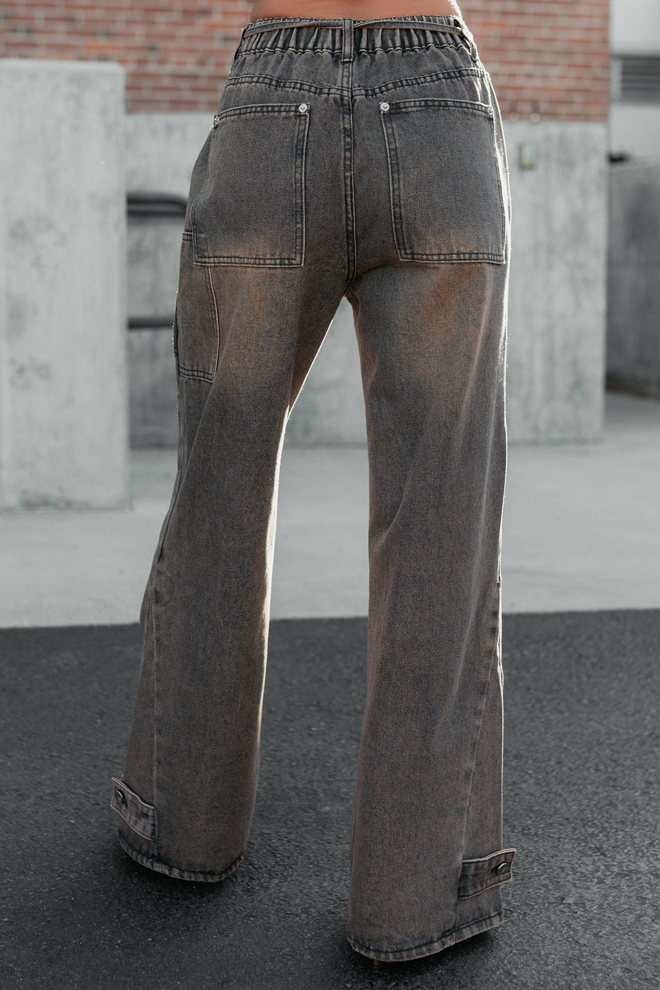 Hattie Wide Leg Washed Very J Jeans (Brown)-The Formal Wear