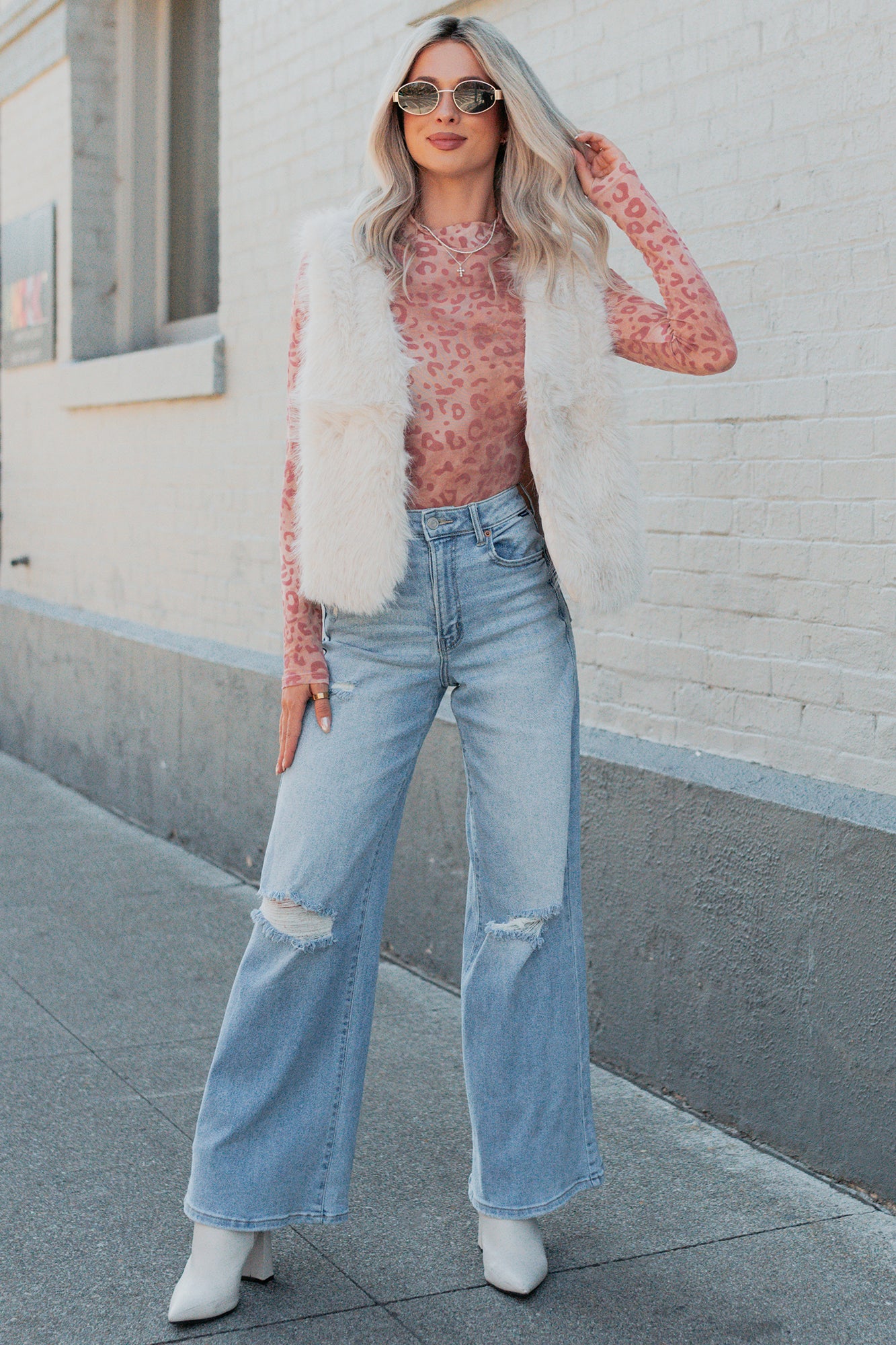 Passion & Desire Faux Fur Vest (Ecru)-The Formal Wear