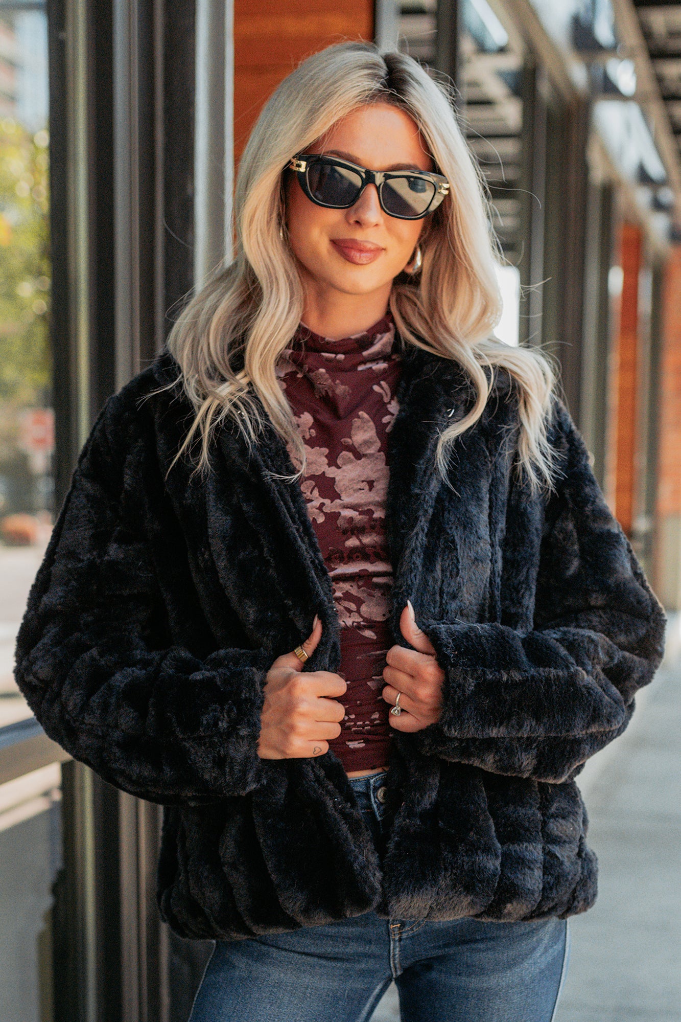 Snuggle Bug Faux Fur Jacket (Black)-The Formal Wear