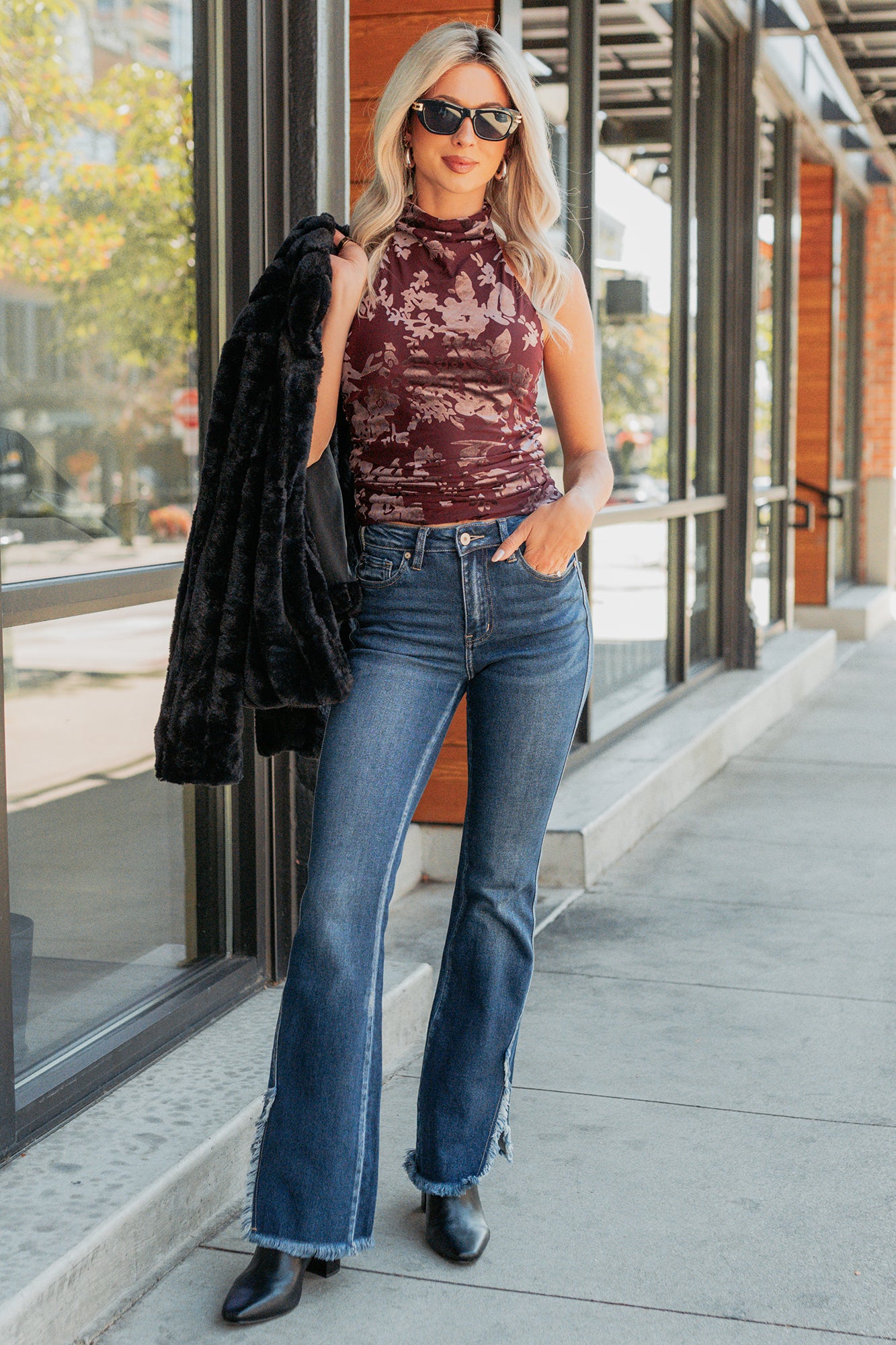 Hector Frayed Hem Kancan Bootcut Jeans (Dark)-The Formal Wear