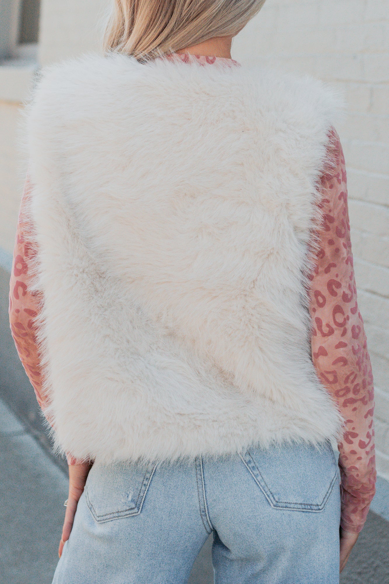 Passion & Desire Faux Fur Vest (Ecru)-The Formal Wear