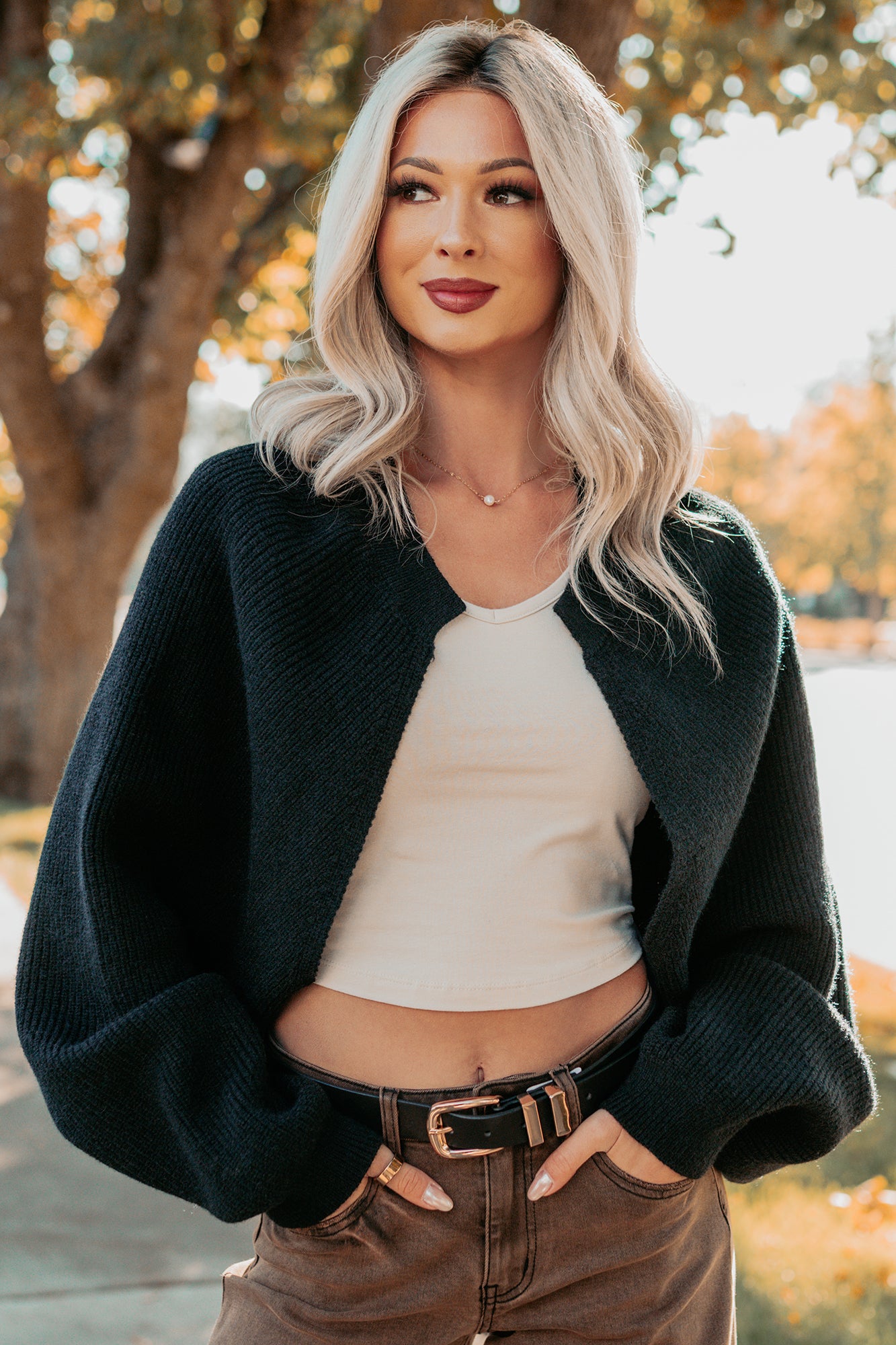 Moonlit Quiet Open Front Bolero Cardigan (Black)-The Formal Wear