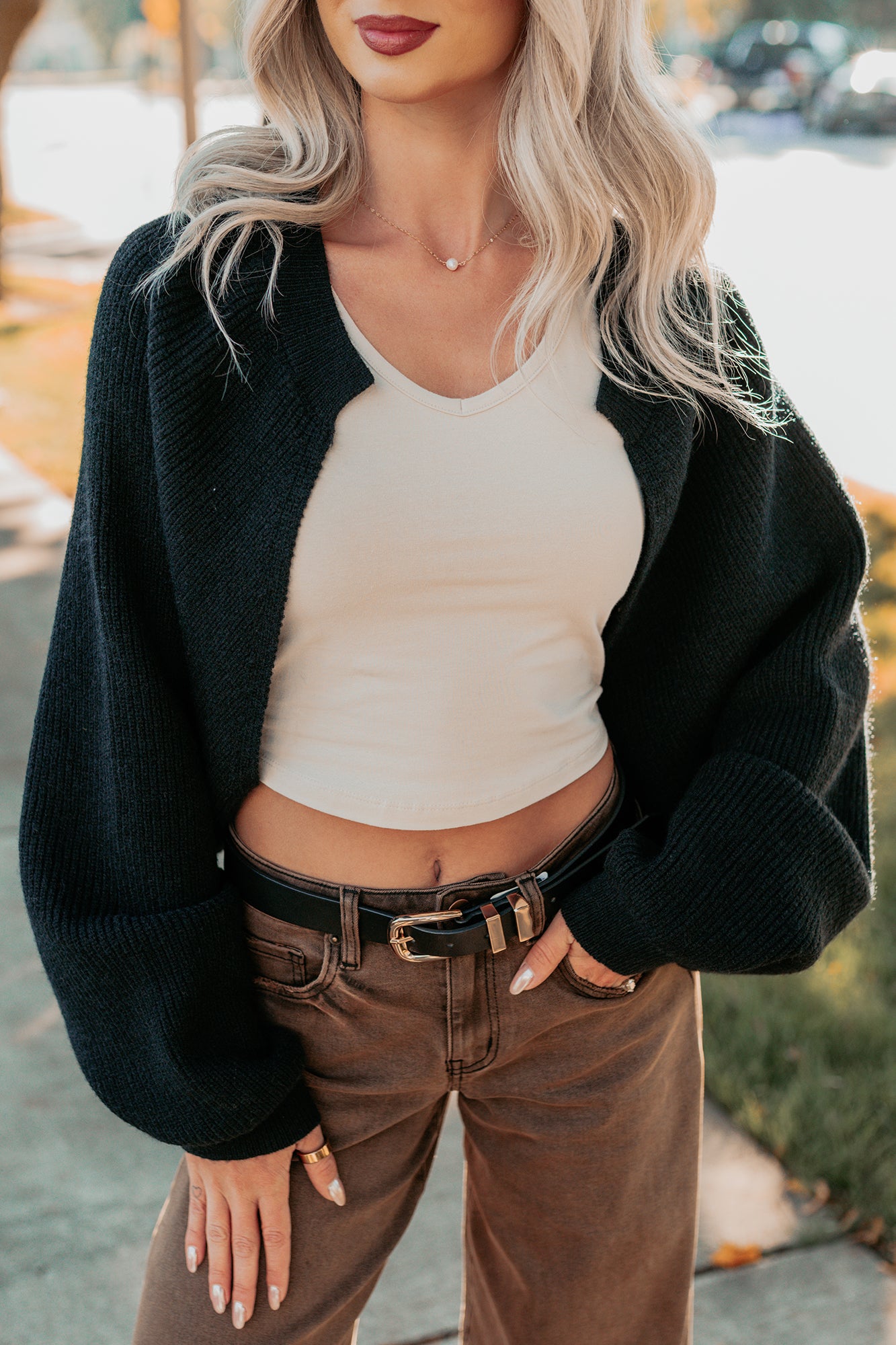 Moonlit Quiet Open Front Bolero Cardigan (Black)-The Formal Wear