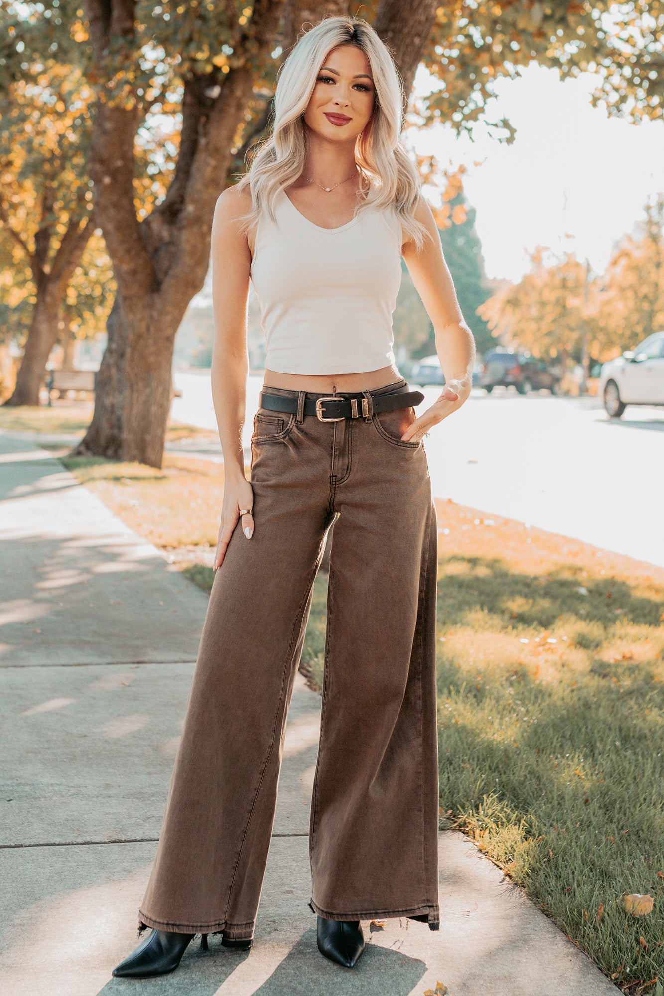 Valencia High Rise Wide Leg Mica Denim Jeans (Antique Bronze)-The Formal Wear