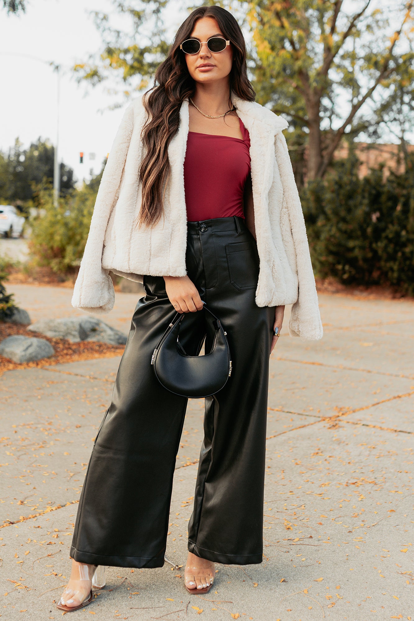 Burning Slow Sleeveless Square Neck Bodysuit (Ruby)-The Formal Wear