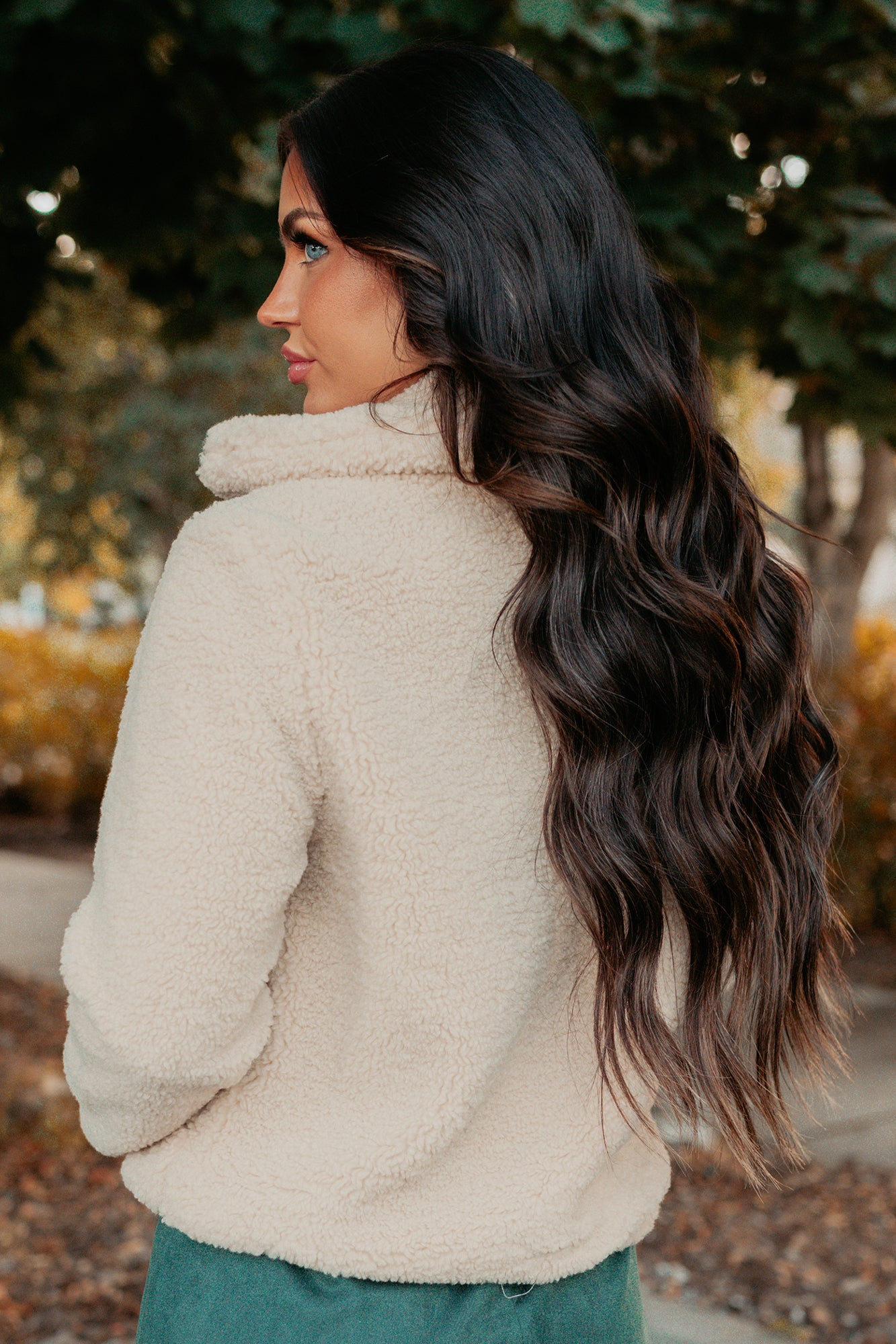 Mountain Haze Snap Button Up Sherpa Jacket (Cream)-The Formal Wear