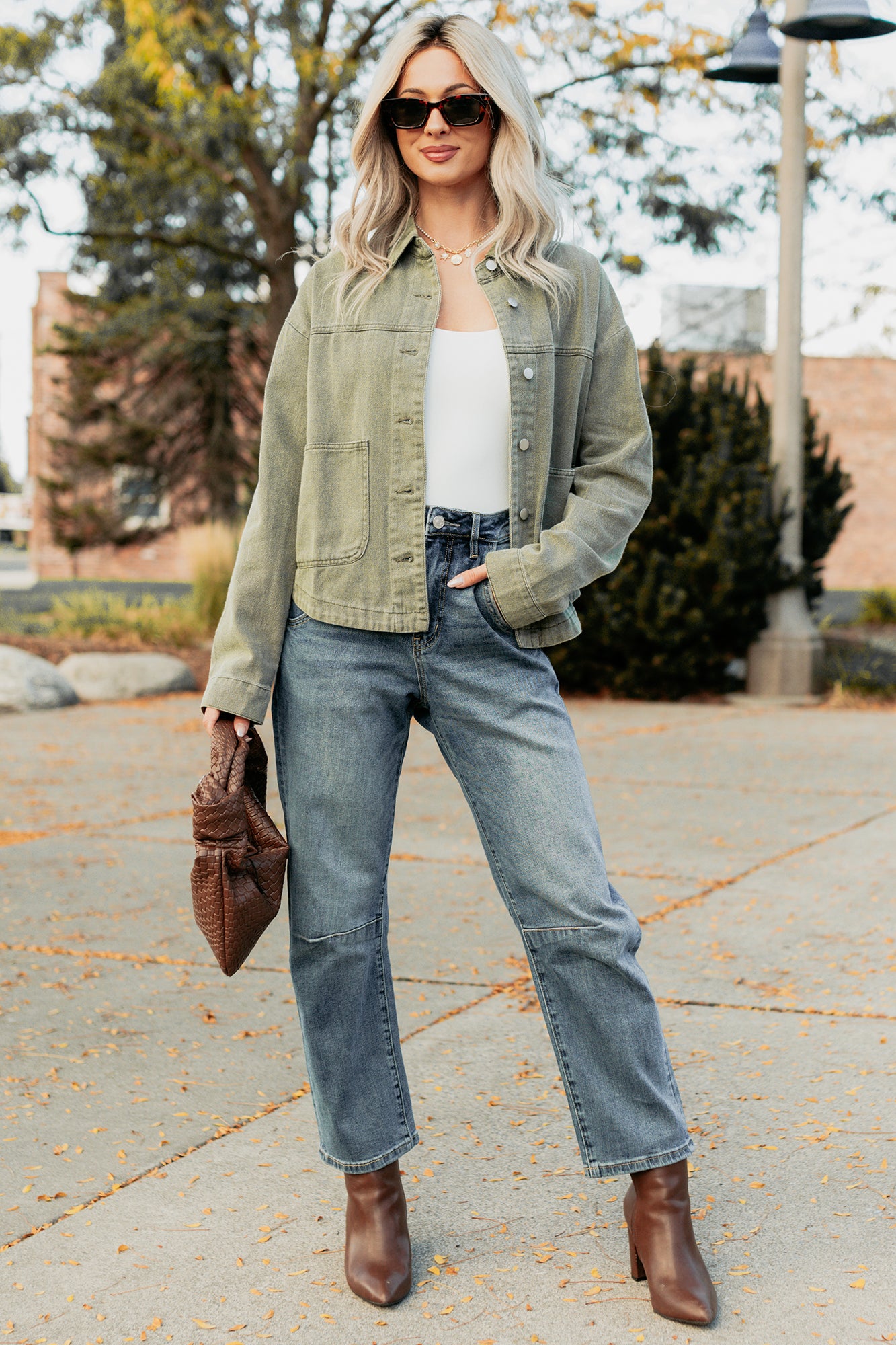 No Permission Denim Utility Jacket (Washed Olive)-The Formal Wear