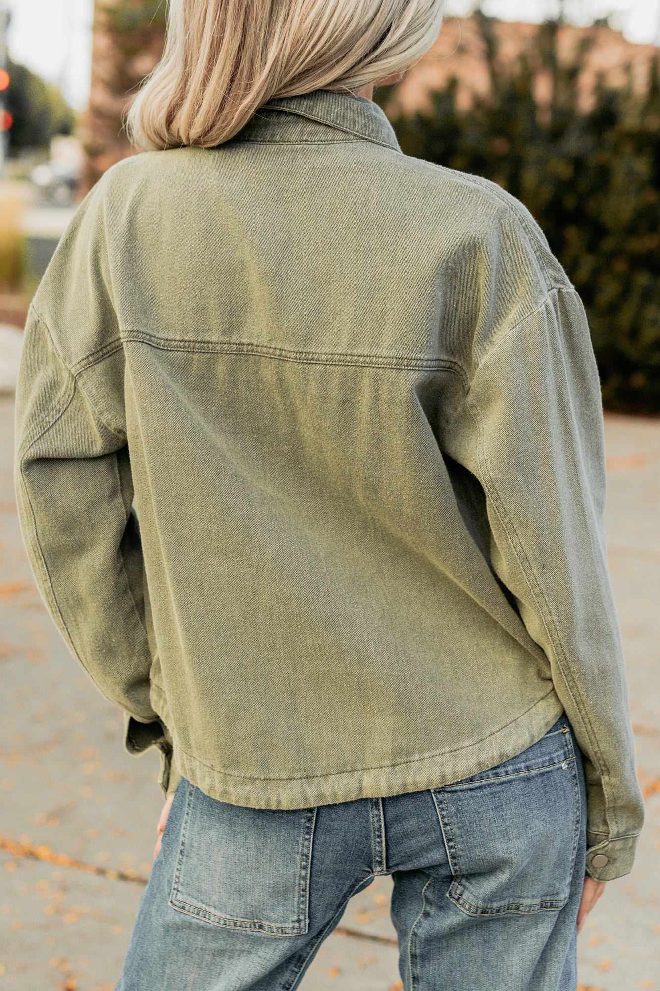 No Permission Denim Utility Jacket (Washed Olive)-The Formal Wear