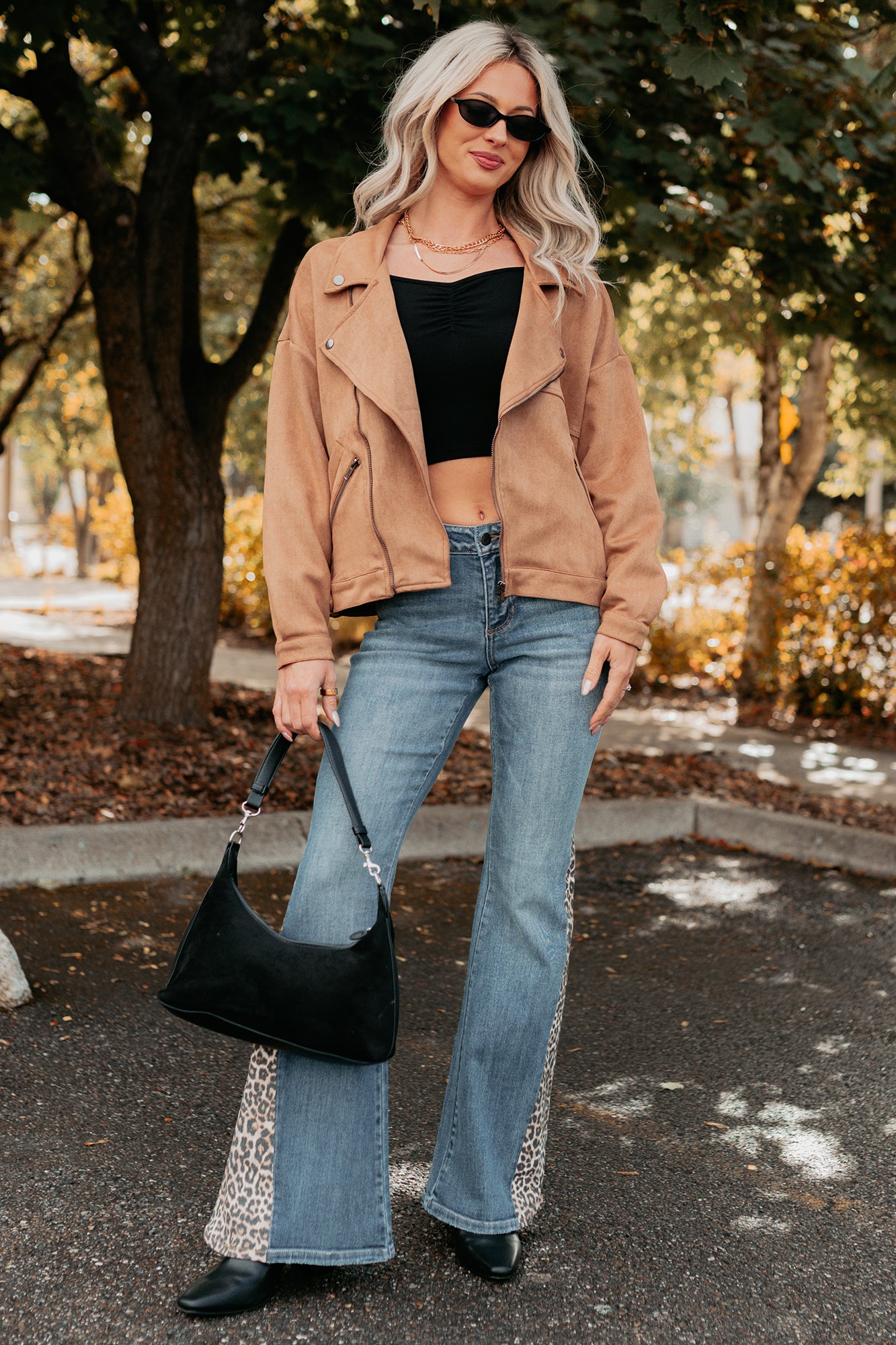 Feeling Jaded Faux Suede Moto Jacket (Camel)-The Formal Wear