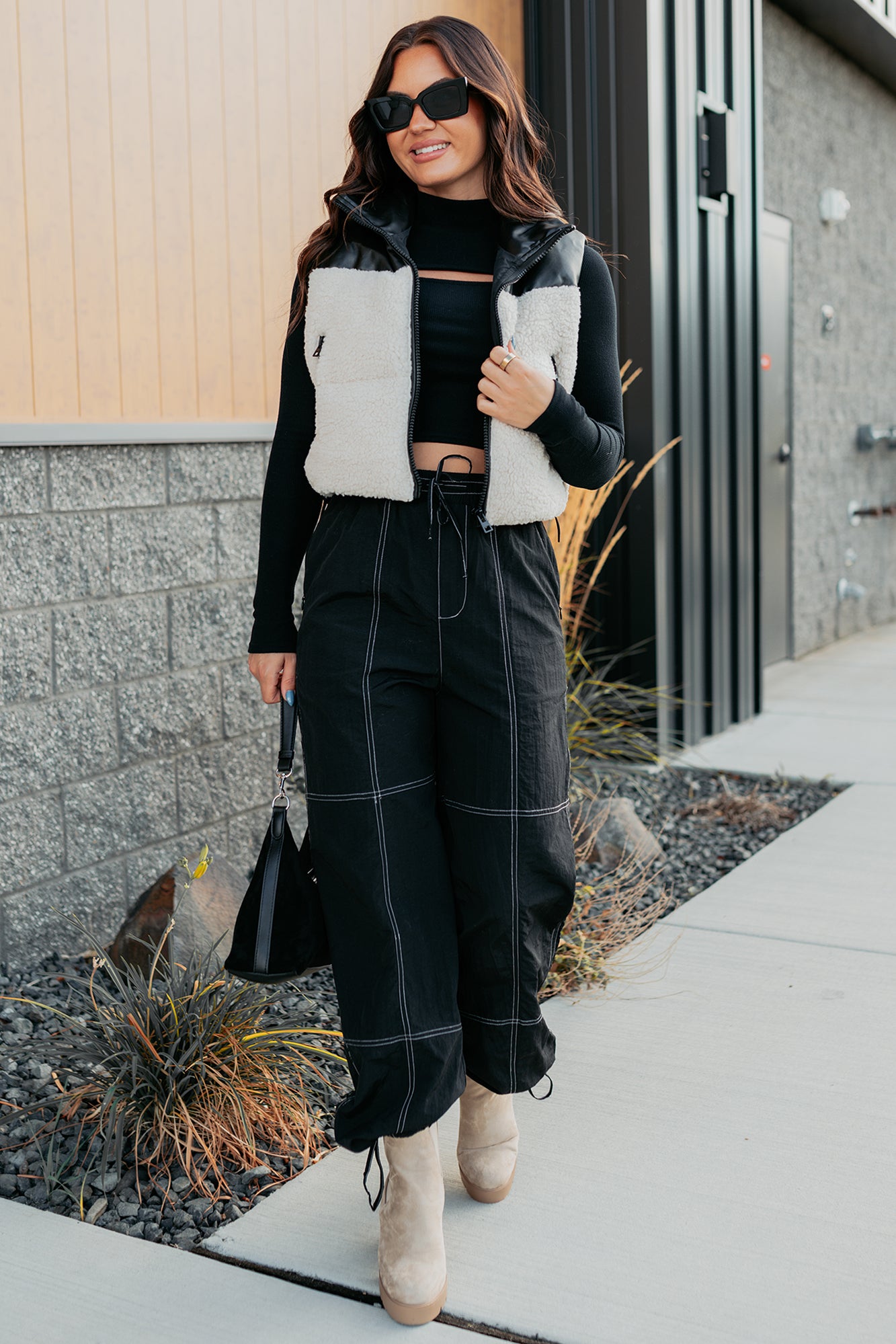 Candle Lit Nights Sherpa Puffer Vest (Cream)-The Formal Wear