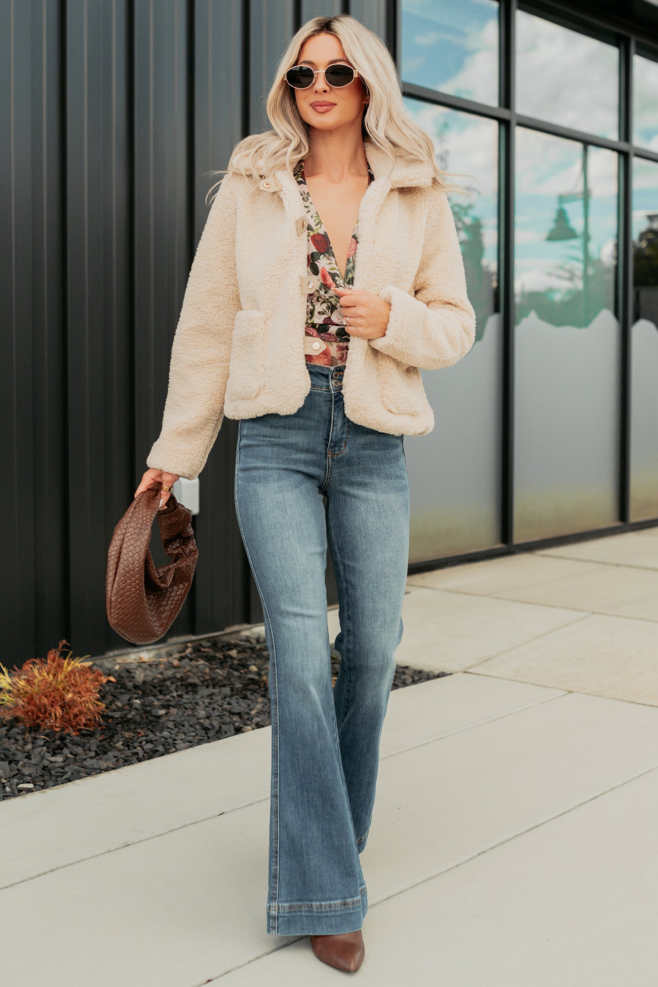 Mountain Haze Snap Button Up Sherpa Jacket (Cream)-The Formal Wear